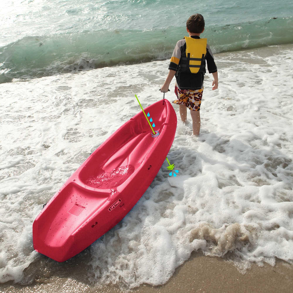 Lifetime Wave 6 ft Youth Sit-On-Top Kayak with Paddle, Fire Red (91401)