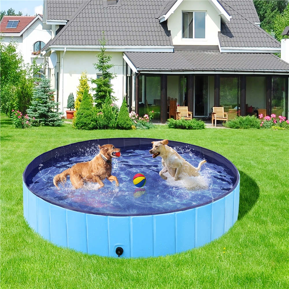 Yaheetech Portable PVC Swimming Pool with Non-slip Bottom for Dogs Cats, XXL, Blue