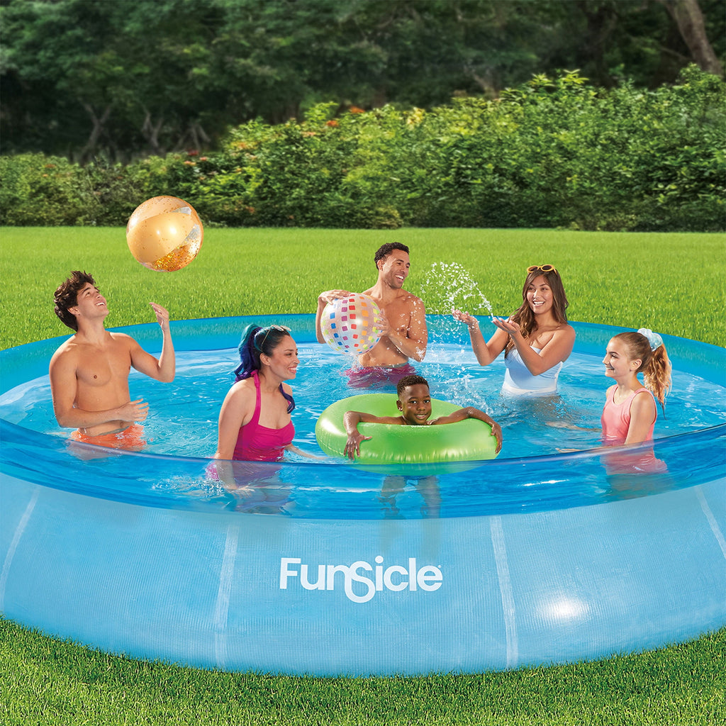 Funsicle 12ft x 30in Round Sea-Thru QuickSet Above Ground Pool with Cartridge Filter Pump, Age 6 & up