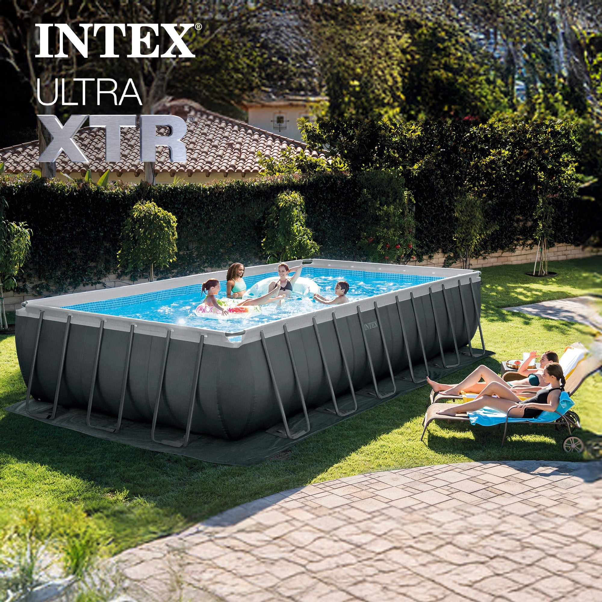Intex 18Ft x 52In Ultra XTR Rectangular Frame Swimming Pool Kit with Canopy