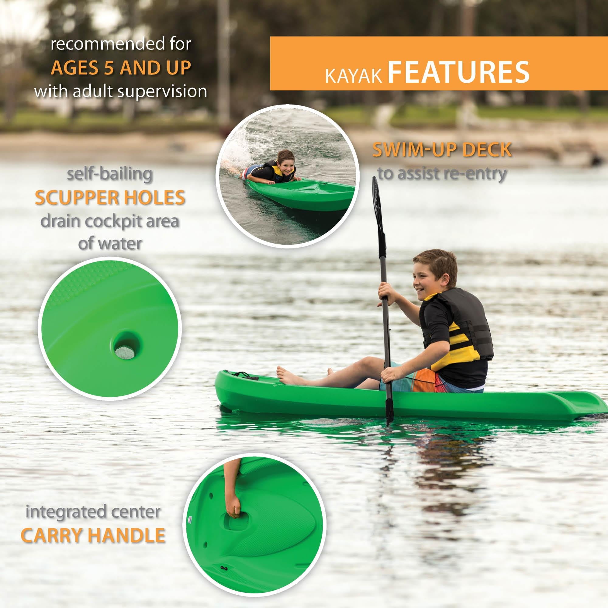 Lifetime Recruit 6.5 ft Youth Sit-On-Top Kayak with Paddle, Lime Green (90765)