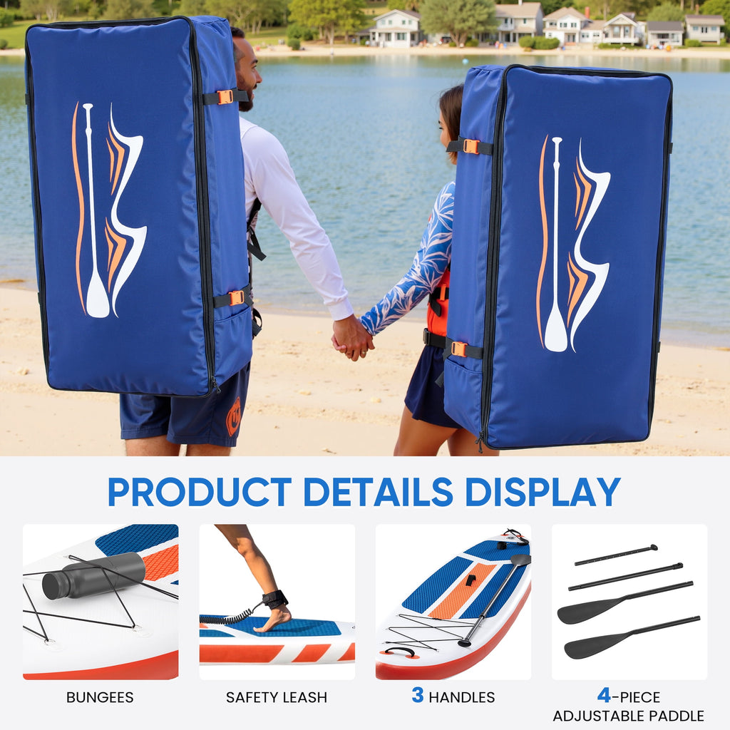 ZUNMOS 10.5ft Inflatable Stand Up Paddle Board, Non-Slip Deck, Complete SUP Accessories Set for All Skill Levels, Brown and Green