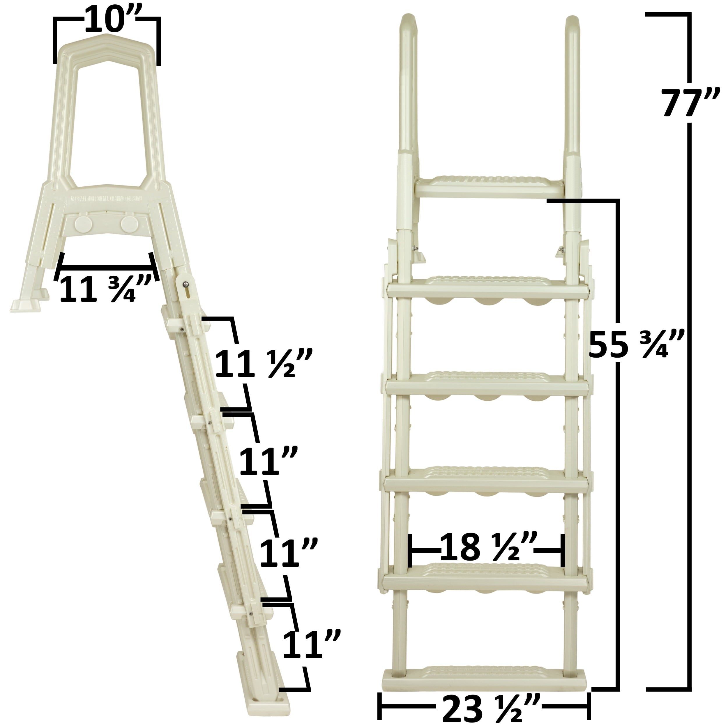 Aqua Select White Outside Flip-up Safety Ladder for Above Ground Pools 48-54H