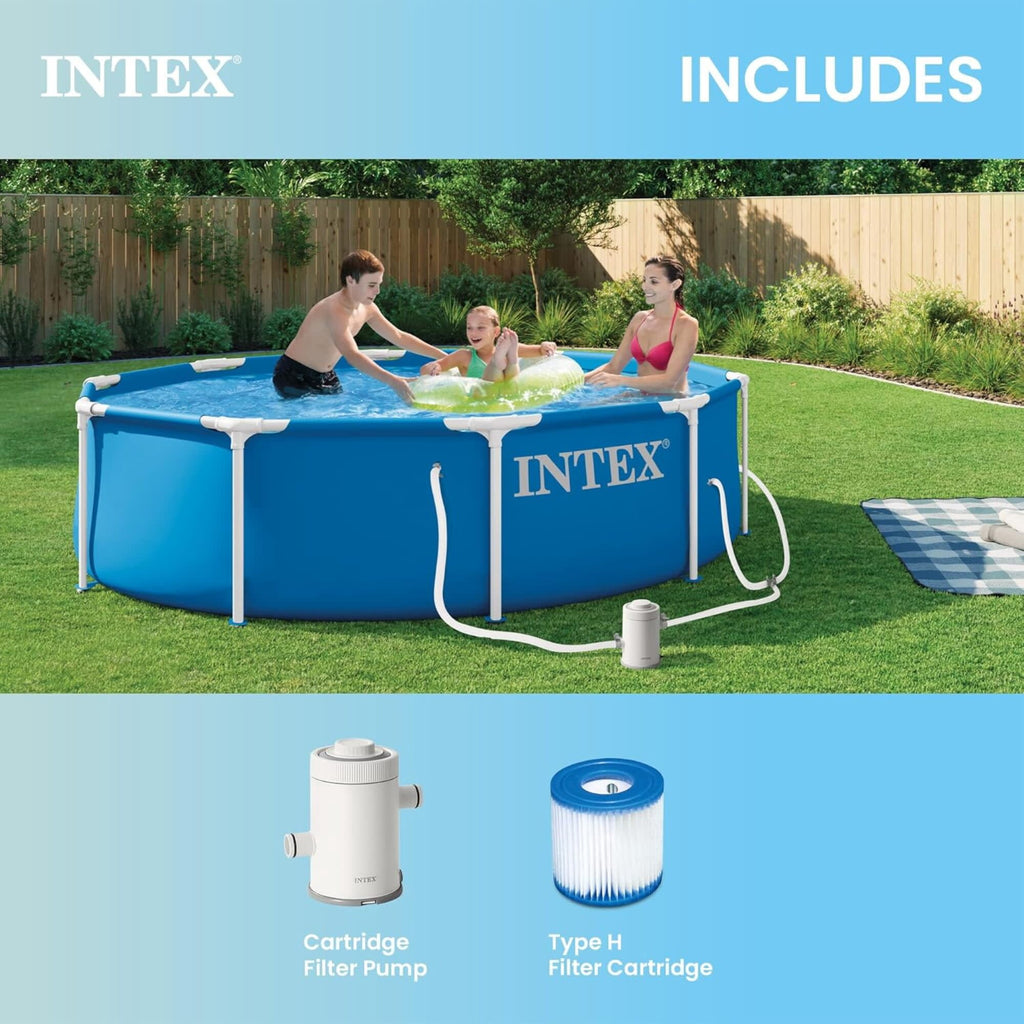 INTEX Metal Frame 12ft x 30in Above Ground Swimming Pool Set w/Filter Pump