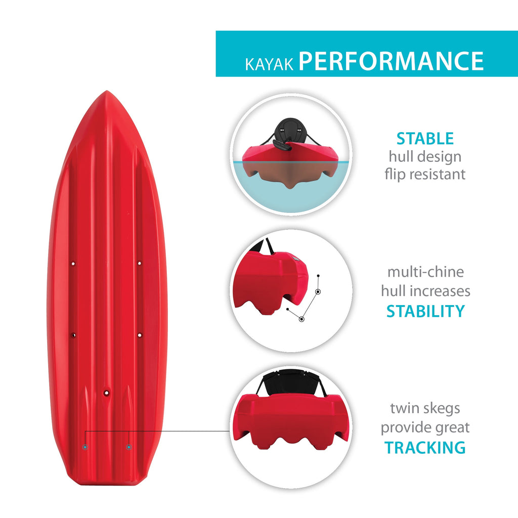 Lifetime Daylite 8 ft Sit-On-Top Kayak with Paddle, Red (90775)