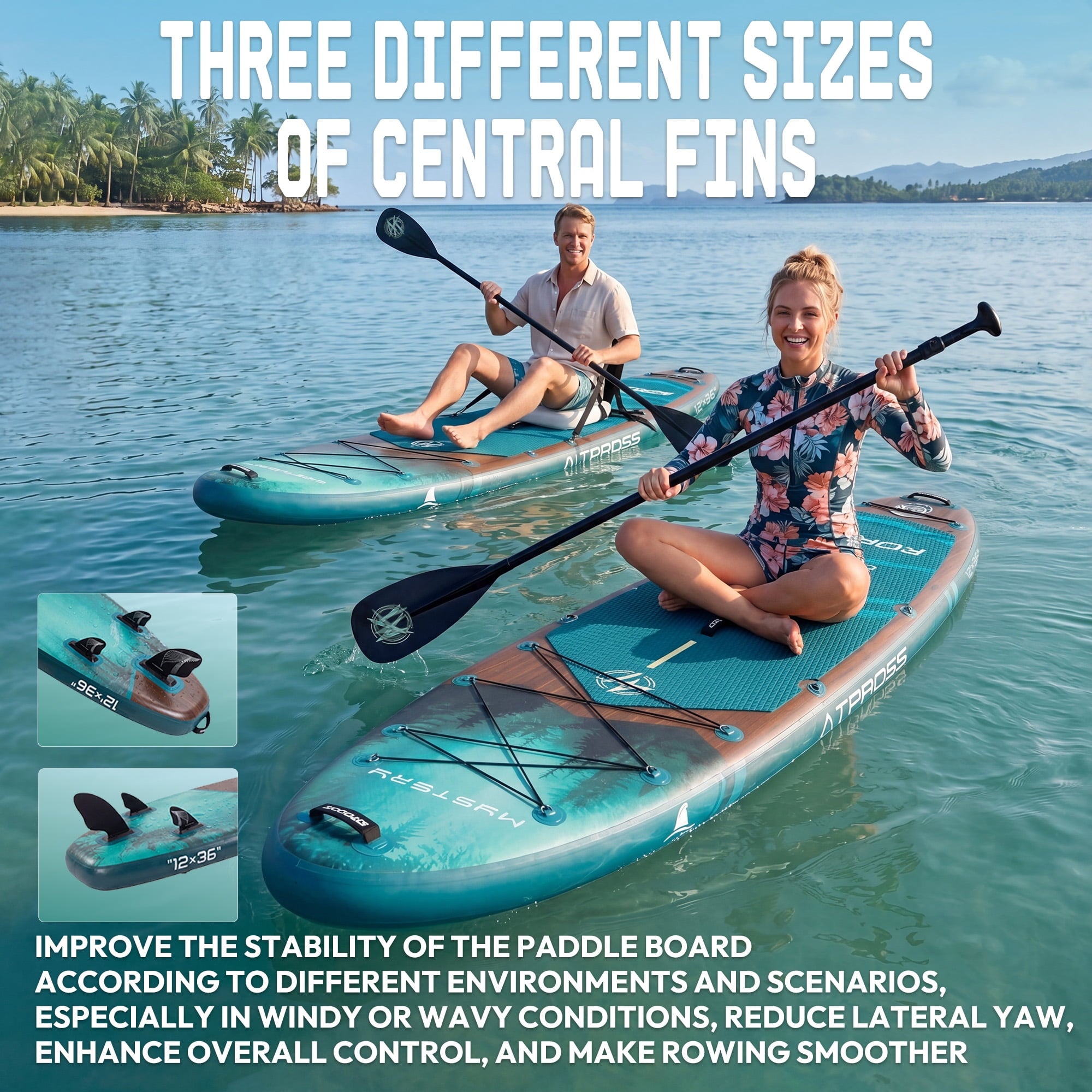 Ultifit Inflatable Paddle Board Extra Wide 500 Lbs Capacity Anti-Slip Design with SUP Accessories and Seat 12' x 36