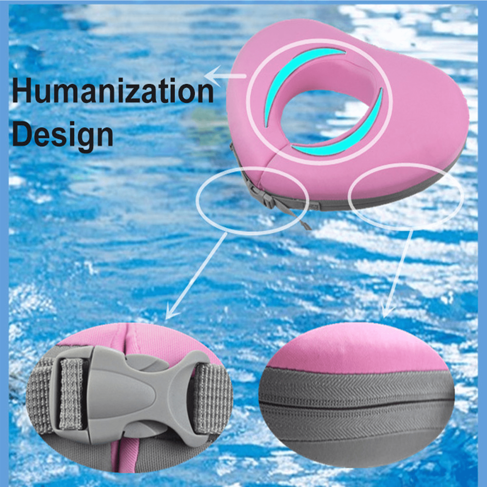 Ueasy Love Shaped Swimming Pool Floating with Locking Collar for Arm Release Training on Water Fun Neck Swimming Ring for Teens and Adults
