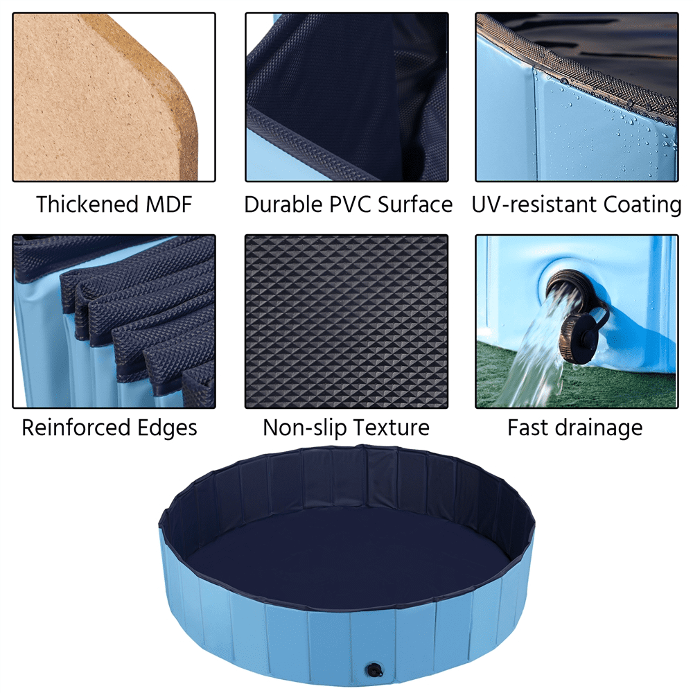 Alden Design 63'' Foldable Pet Swimming Pool for Indoor and Outdoor, Blue