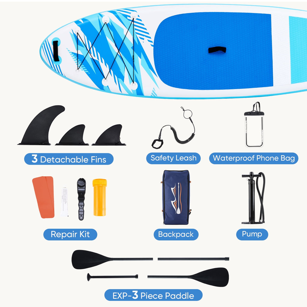 TINKLE WELL Inflatable Stand Up Paddle Board (SUP) Kit, Ultra-Stable Wide Design w/Non-Slip Deck & 2-in-1 Adjustable Paddle, Complete Set for Beginners/Experts, Youth & Adults, Organe