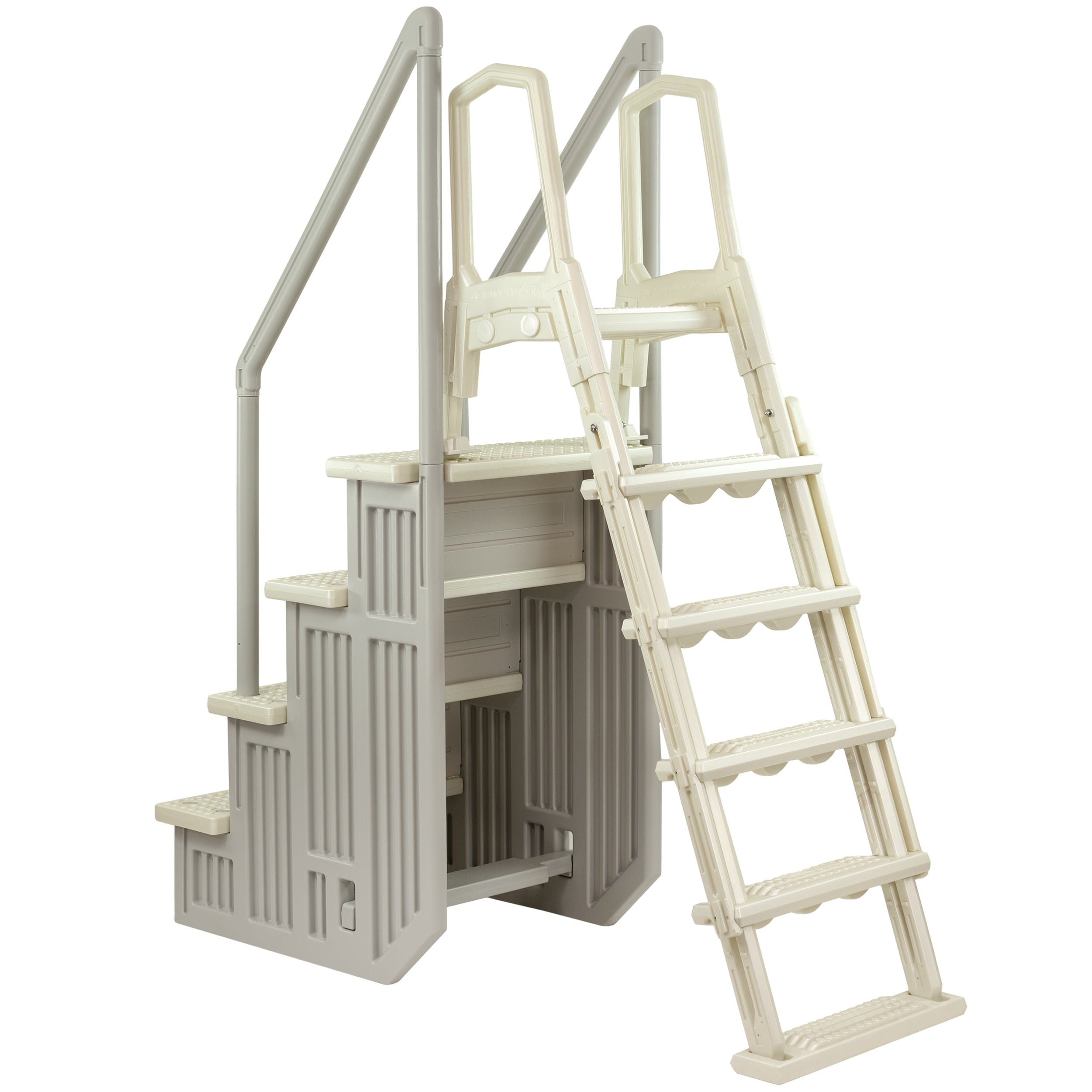 Aqua Select White Outside Flip-up Safety Ladder for Above Ground Pools 48-54H