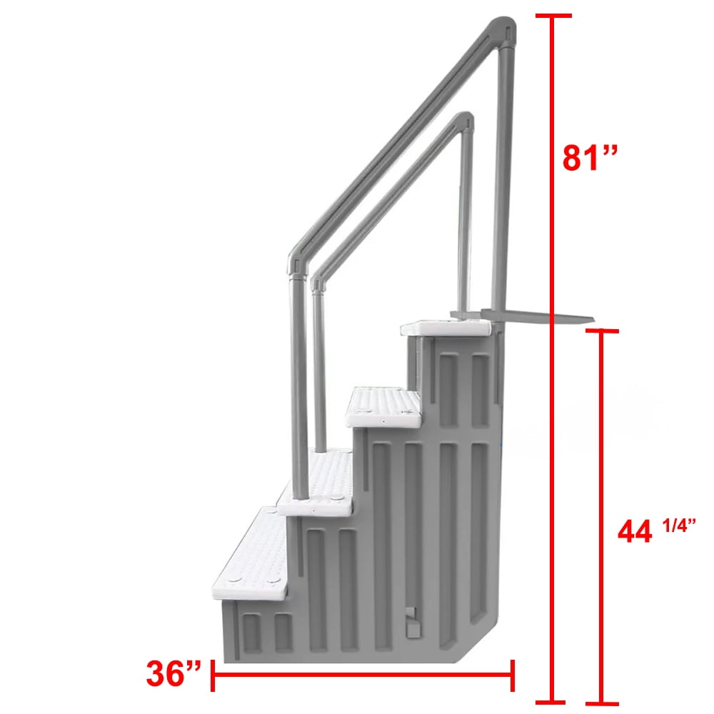Aqua Select White Outside Flip-up Safety Ladder for Above Ground Pools 48-54H