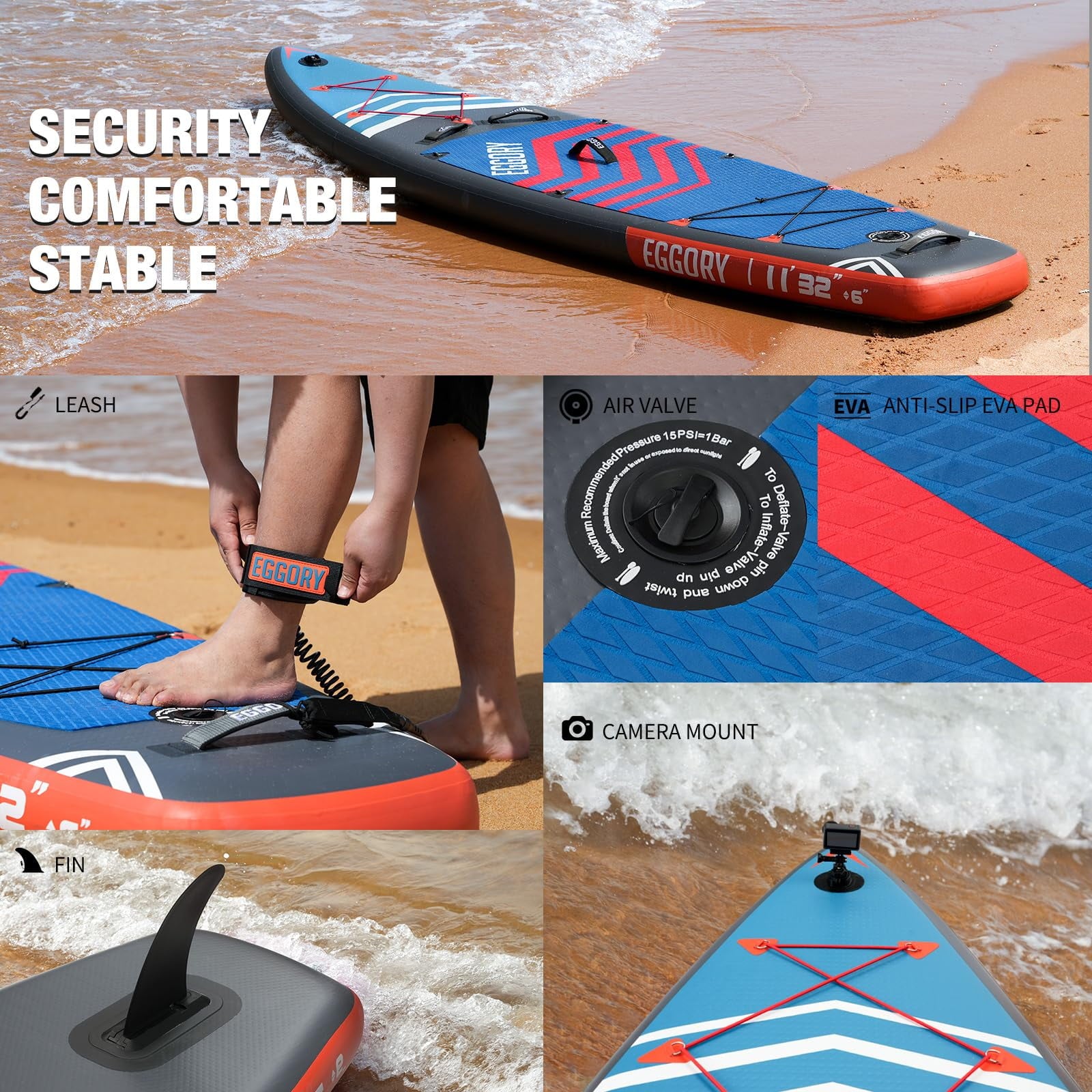 EGGORY 11 ft Inflatable Paddle Boards Stand Up Paddle Board with Premium SUP Accessories for Youth & Adults