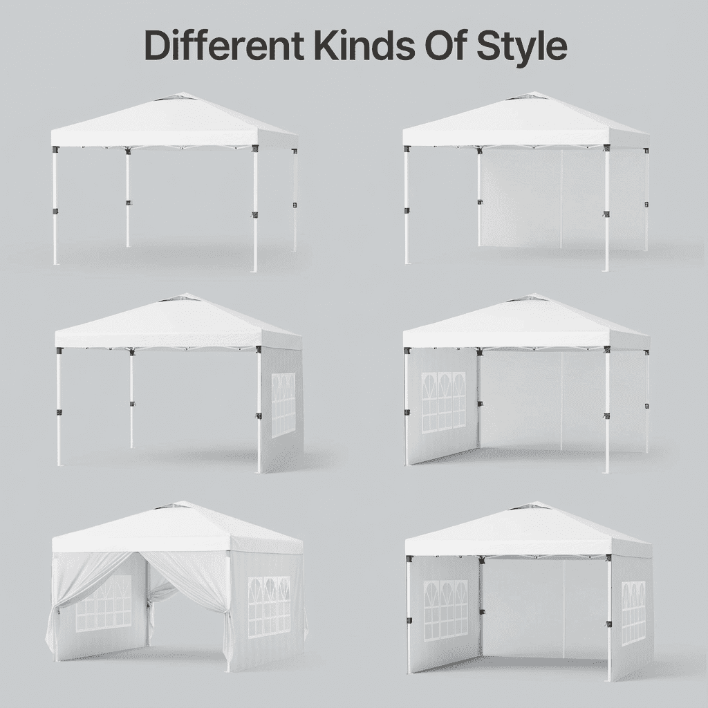 10x10 Pop-Up Canopy Tent with Removable Walls, 3 Height Adjustable Easy Set up Portable Gazebo, For Camping, White