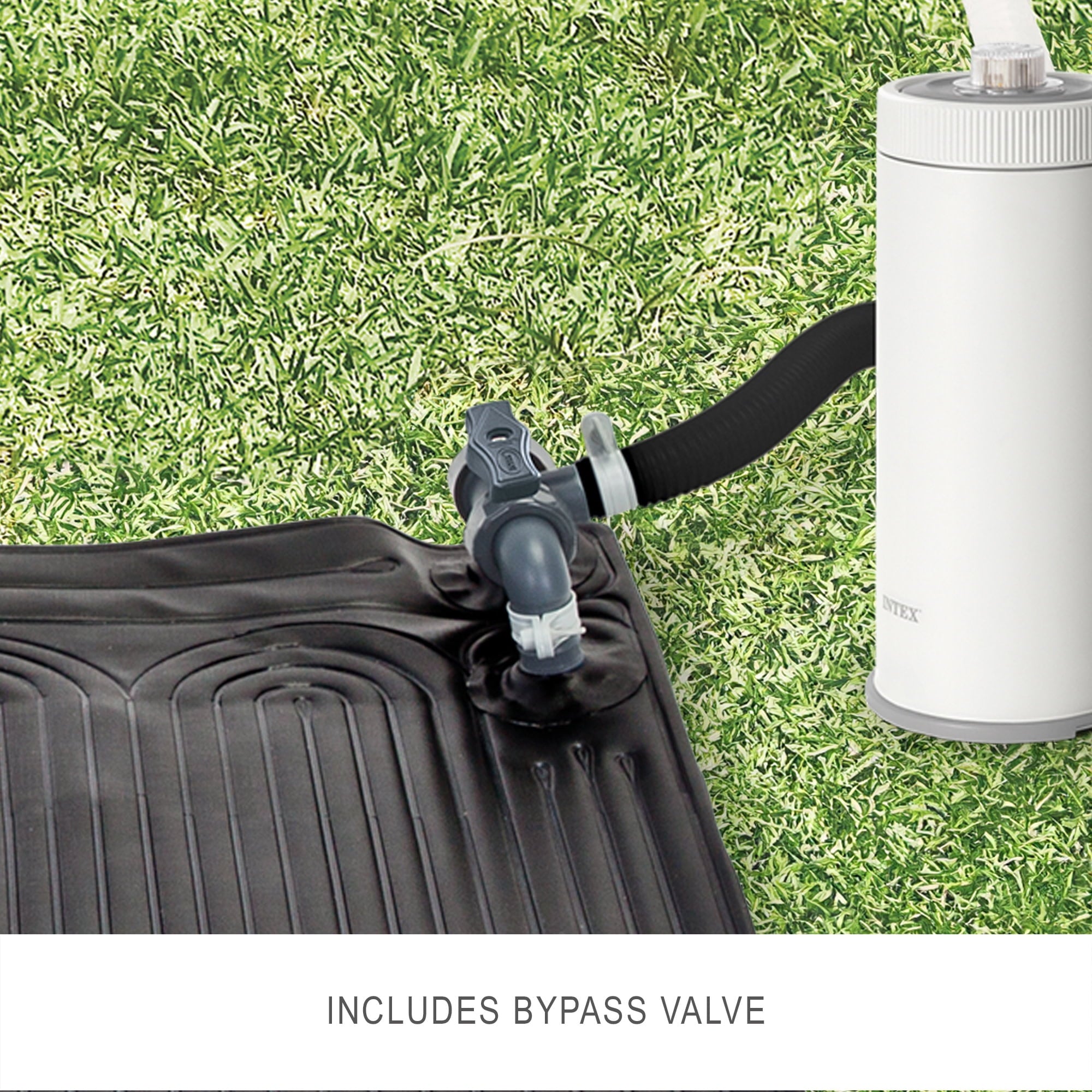 Intex: Solar Heater Mat - 47 Black, Water Warming Pad for 8k Gal Above Ground Swimming Pool, Raise Temperature 5-9 Degrees, Hose Attachment, Adapters