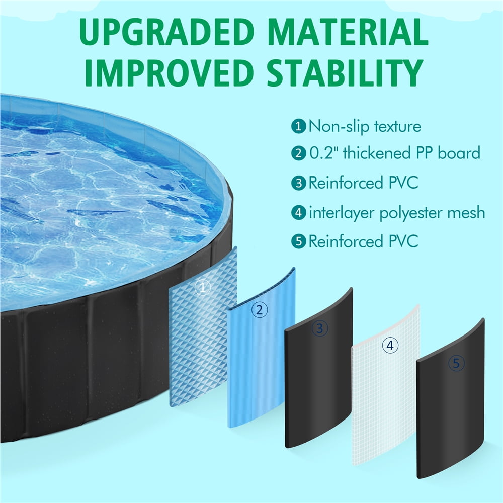 Yaheetech Portable PVC Swimming Pool with Non-slip Bottom for Dogs Cats, XXL, Blue
