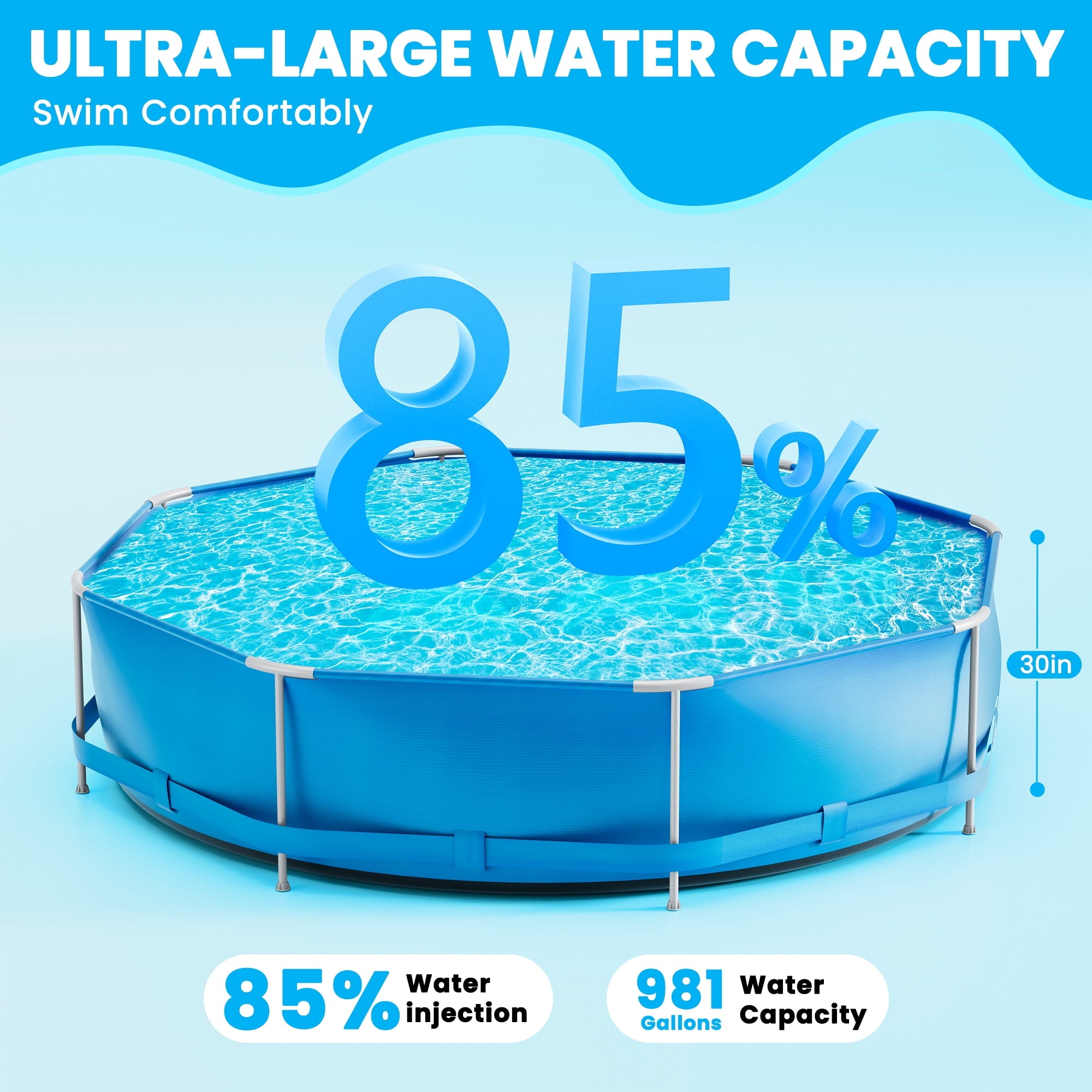 Naipo 10' X 2.5' Circular Swimming Pool with Free Filter Pump Upgraded Thicker Material Above Ground Pool for Adults Teen 24 Inch Deep Water Blue