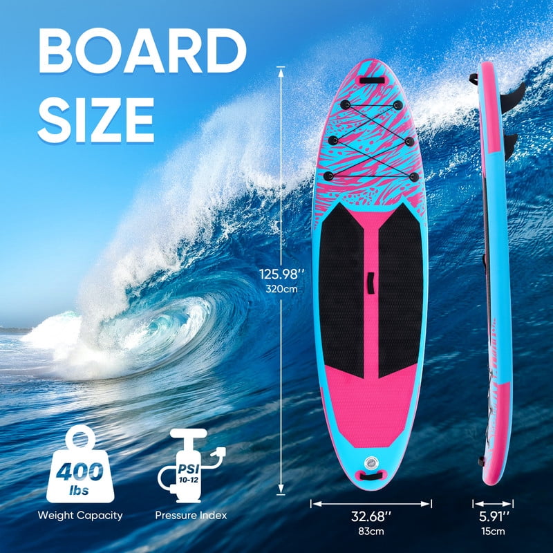 TINKLE WELL Inflatable Stand Up Paddle Board (SUP) Kit, Ultra-Stable Wide Design w/Non-Slip Deck & 2-in-1 Adjustable Paddle, Complete Set for Beginners/Experts, Youth & Adults, Organe