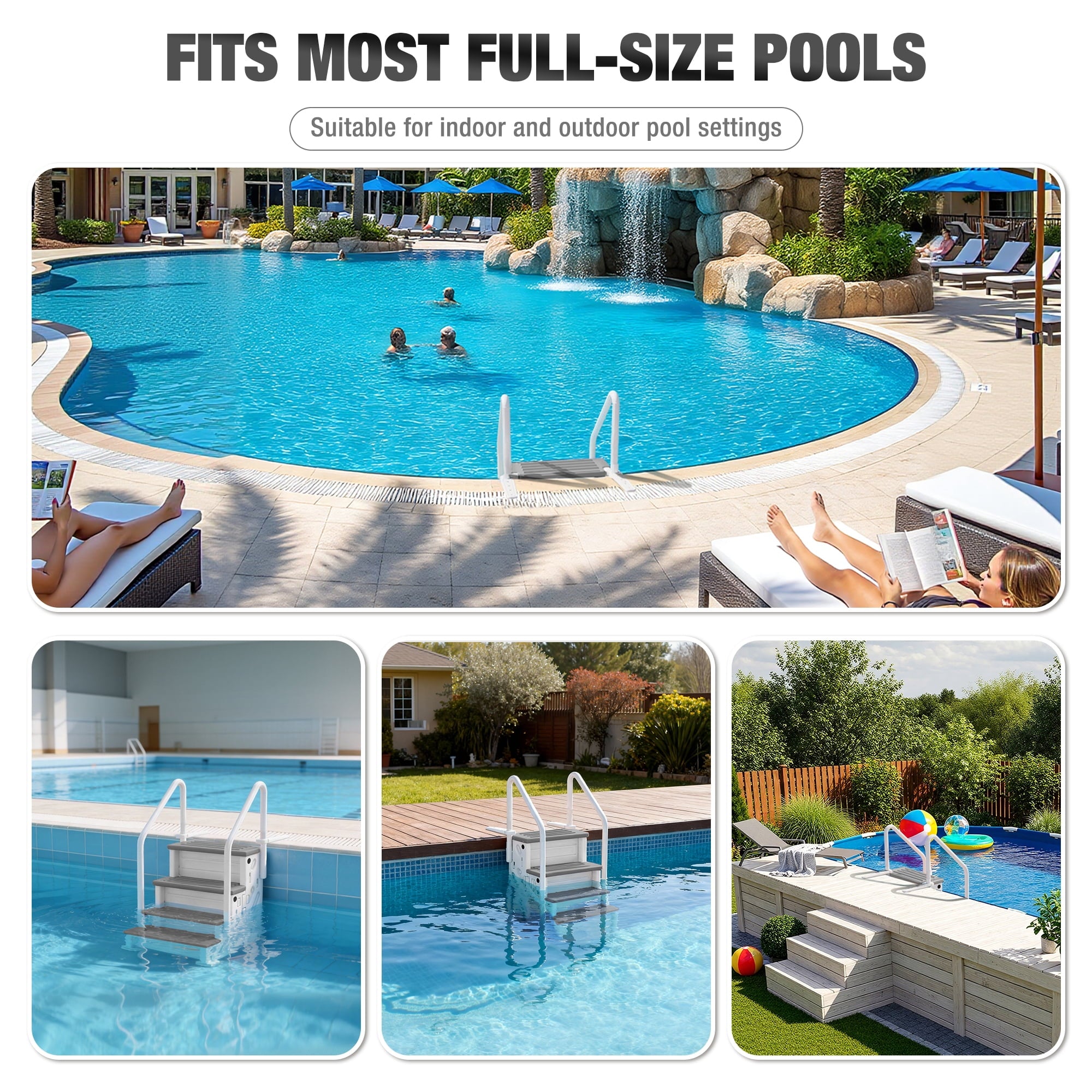 Betisef Pool Ladder above Ground, Heavy Duty 4-Step Pool Ladder with Dual Handrails and Non-Slip Steps, 500 LBS Load Capacity, for 46-58 Inch