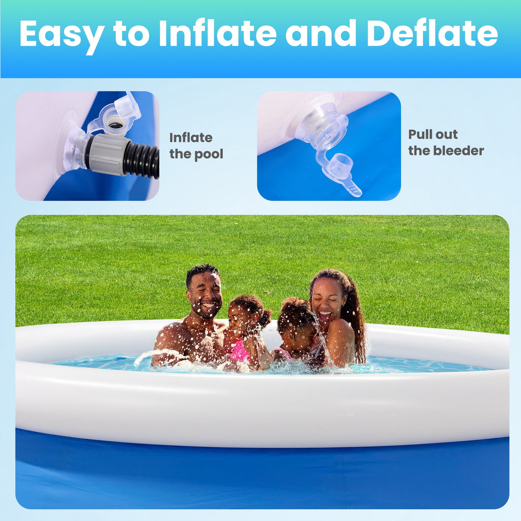 Naipo 10ft x 28in Inflatable Swimming Pool Above Ground Family Pool for Kids & Adults Puncture-Resistant PVC, Quick Setup (Includes 2 Repair Patches)