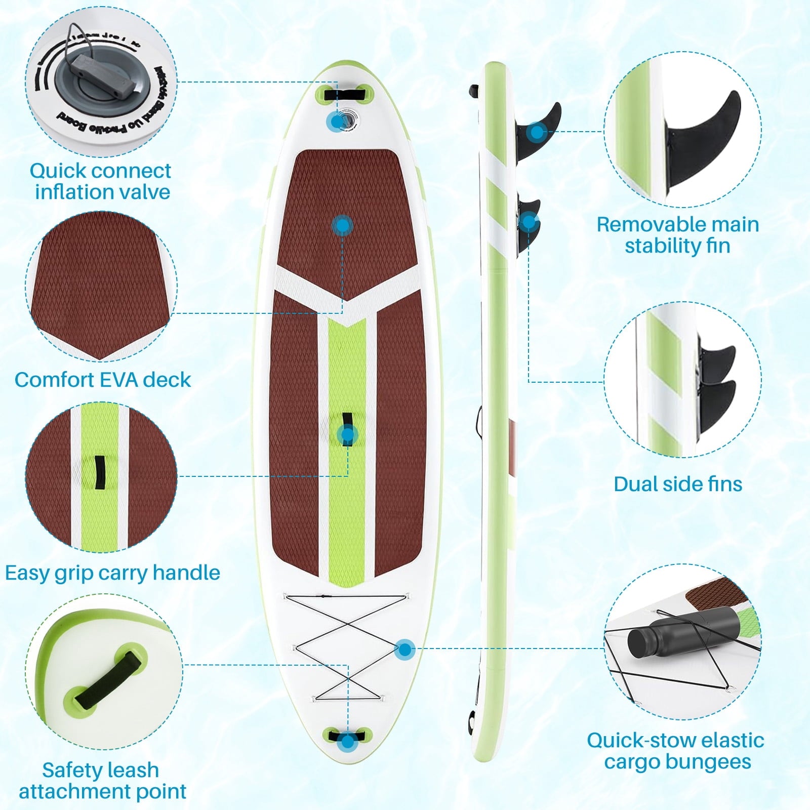 TINKLE WELL Inflatable Stand Up Paddle Board (SUP) Kit, Ultra-Stable Wide Design w/Non-Slip Deck & 2-in-1 Adjustable Paddle, Complete Set for Beginners/Experts, Youth & Adults, Organe