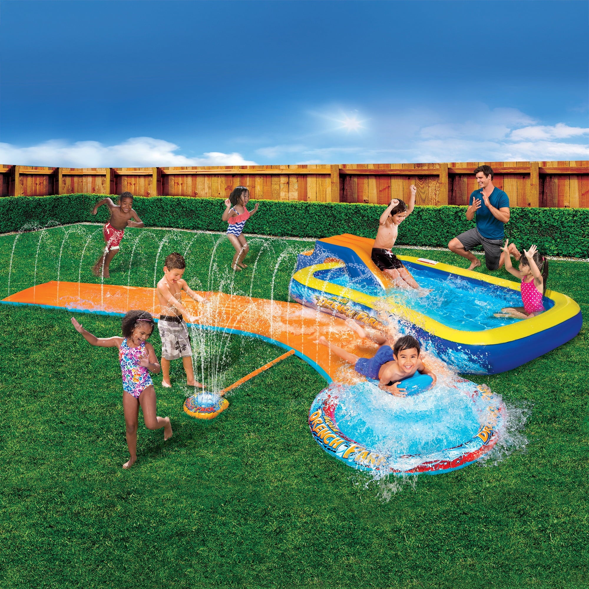 Banzai Aqua Drench 3-in-1 Splash Park for Outdoor Summer Fun Ages 3+