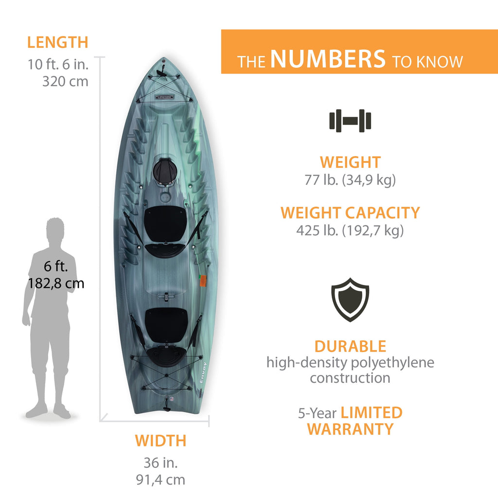 Lifetime Envoy 10.5 ft Sit-On-Top Tandem Kayak with Paddles, Sky Fusion (91192)