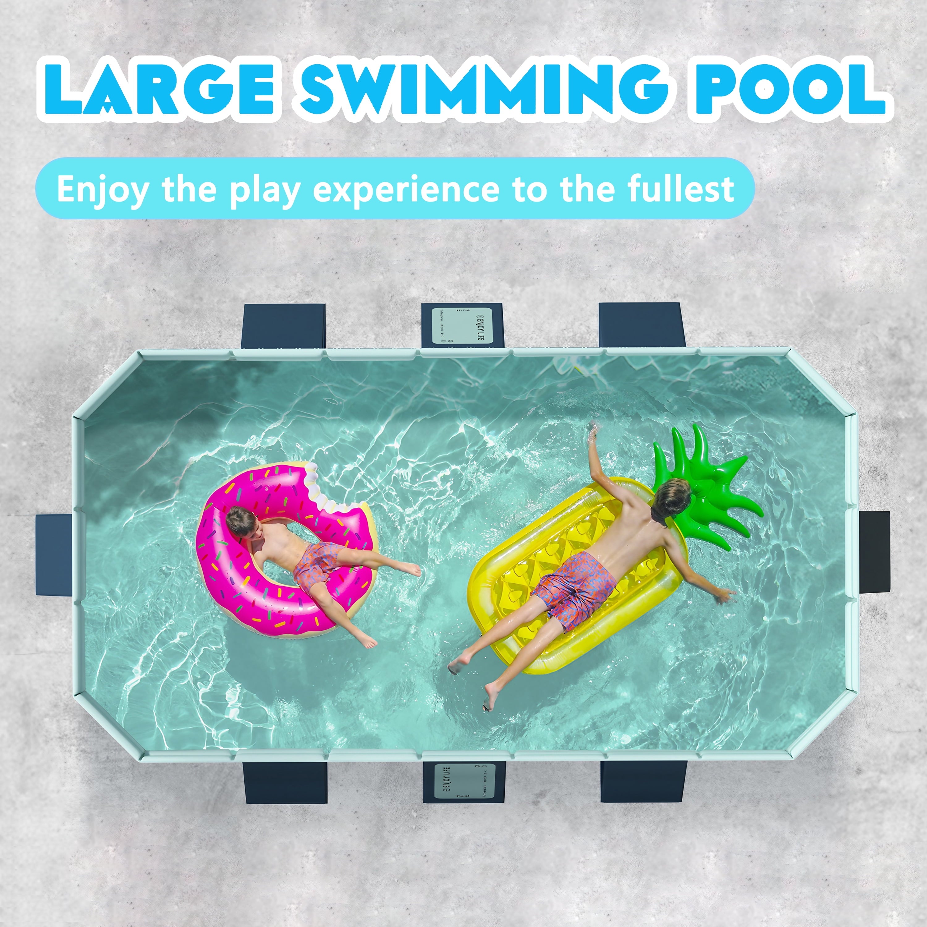 Hyindoor Outdoor Foldable Non-Inflatable Adults and Kids Swimming Pool Hard Plastic Anti-Slip for Lawn Garden Backyard（116 x 65 x 21）