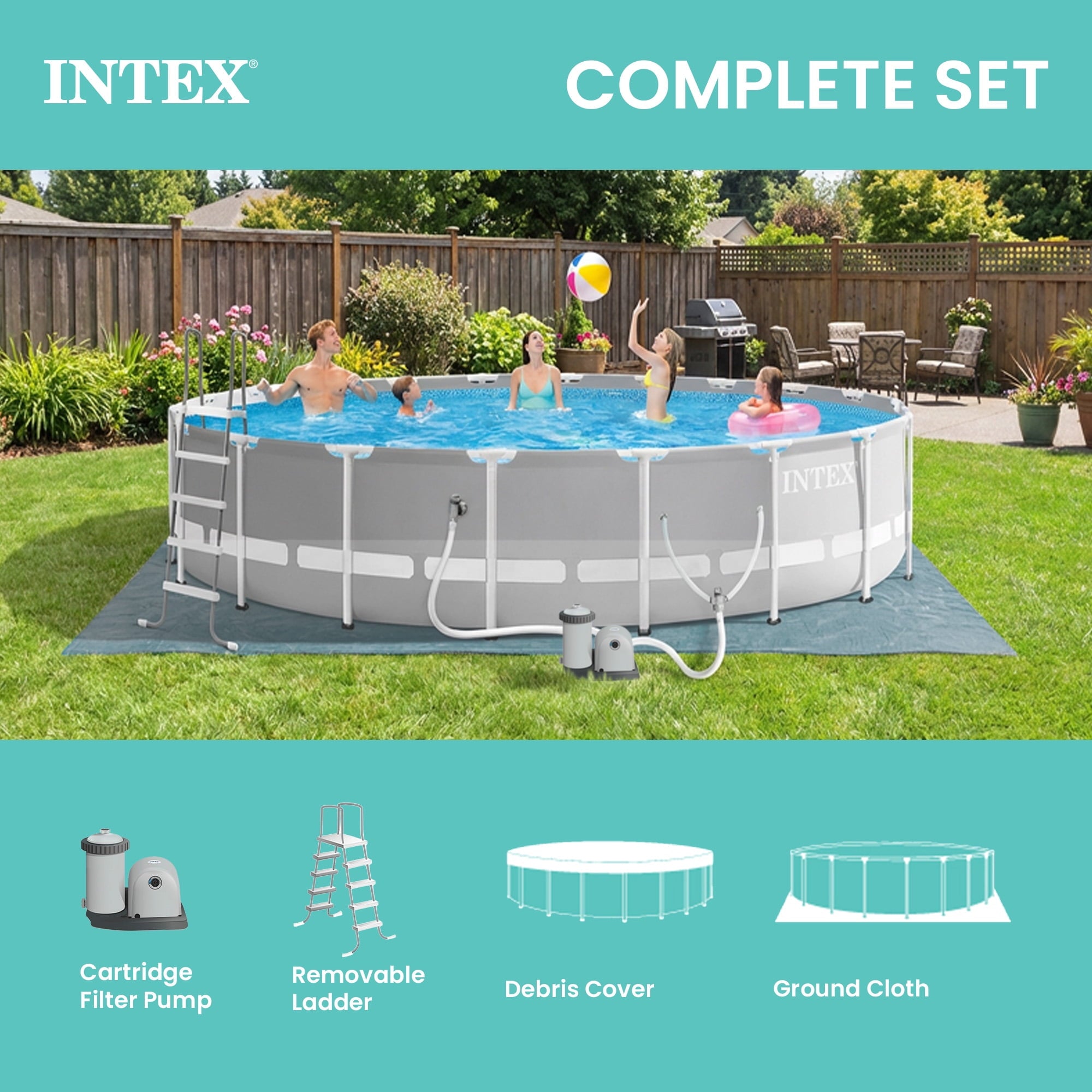 Intex 26719EH 14ft x 42in Prism Frame Above Ground Swimming Pool with Pump