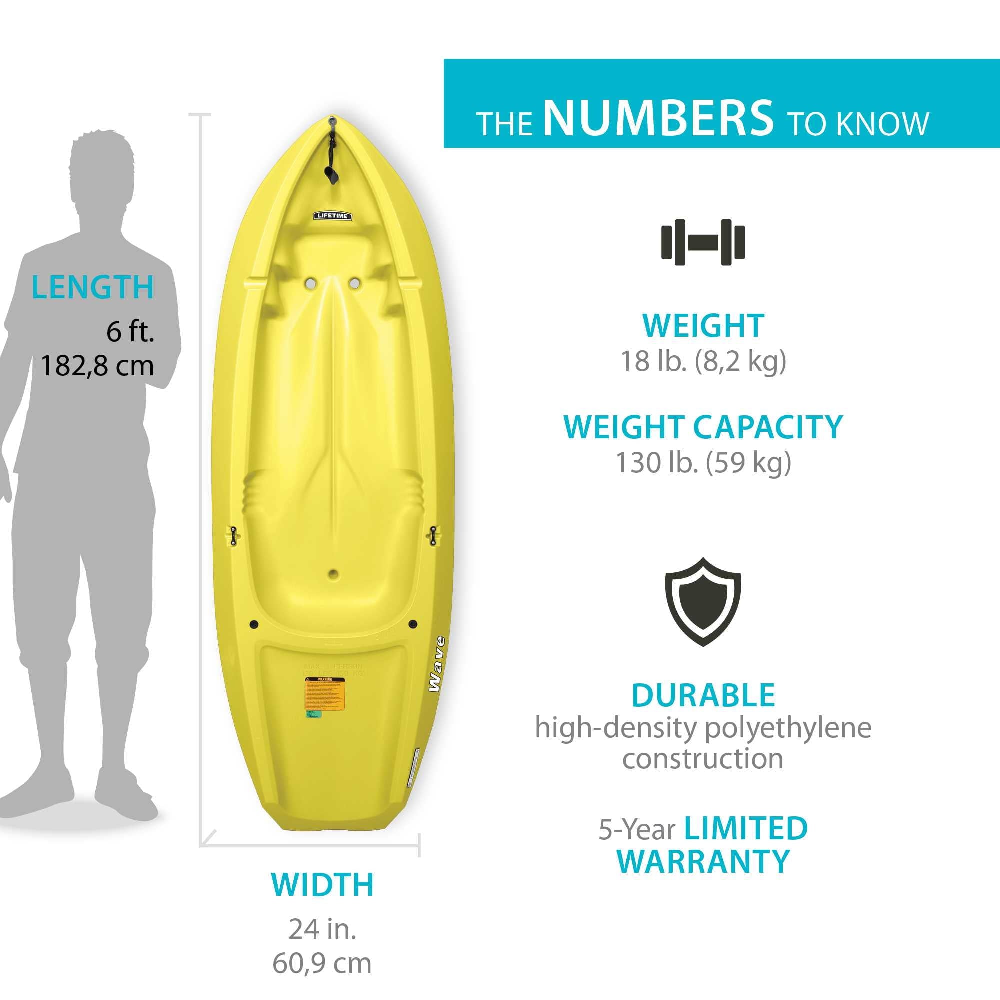 Lifetime Wave 6 ft Youth Sit-On-Top Kayak with Paddle, Fire Red (91401)