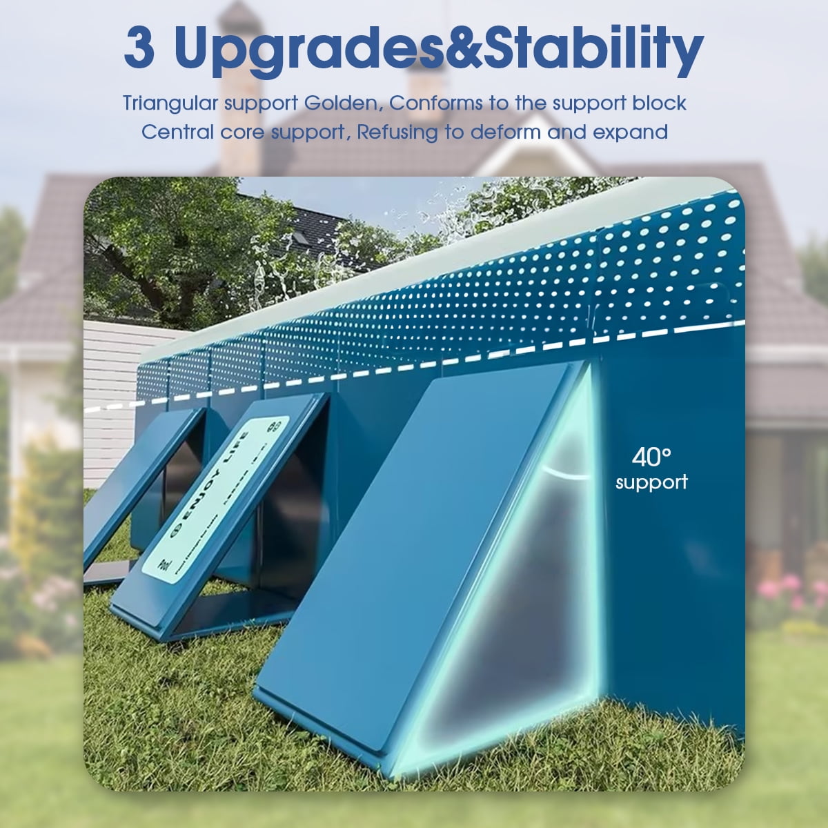 Hurber Foldable Swimming Pool, Large Non-Inflatable Adults Kiddie Outdoor Pools, Blue, 113 x 66 x 20