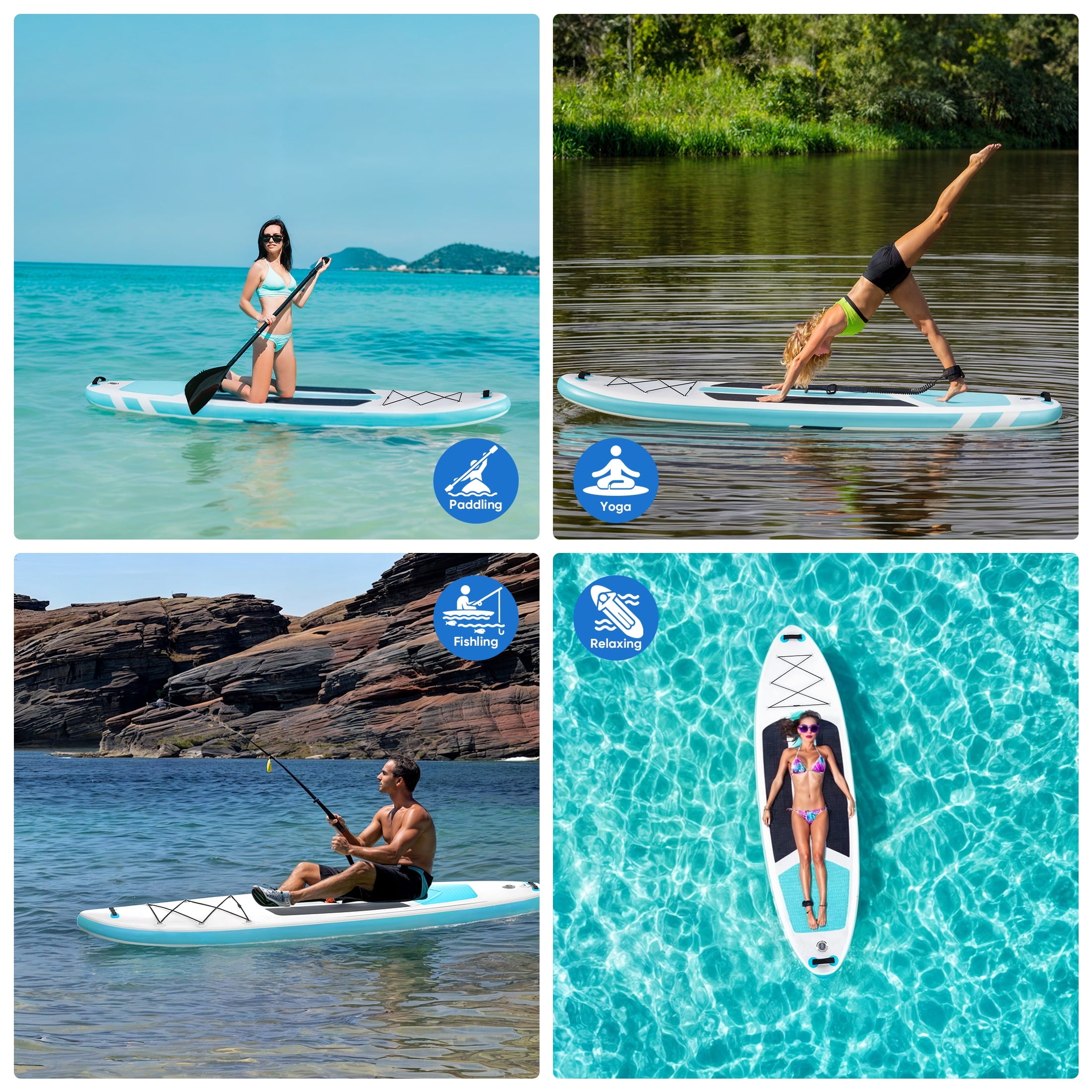ZUNMOS 10.5ft Inflatable Stand Up Paddle Board, Non-Slip Deck, Complete SUP Accessories Set for All Skill Levels, Brown and Green