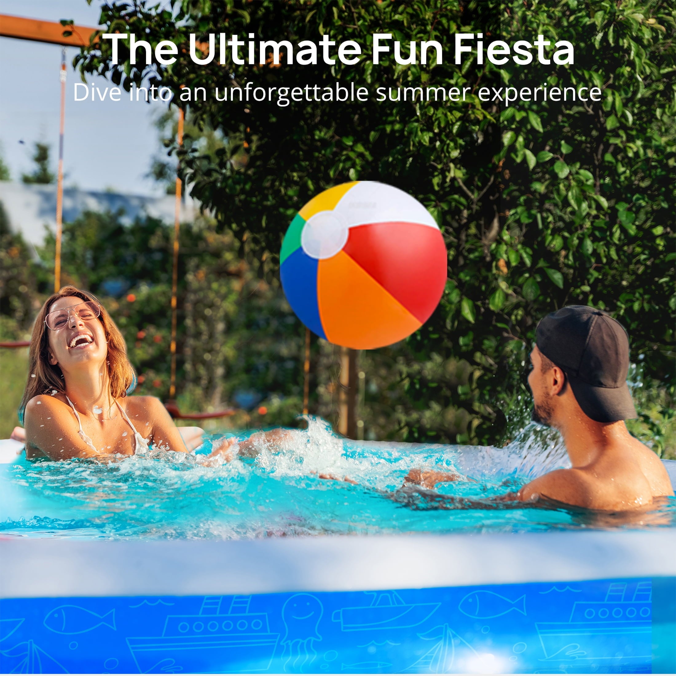 Inflatable Pool for Kids and Adults, 120 X 72 X 22 Oversized Thickened Family Swimming Pool for Toddlers, Outdoor, Garden, Backyard, Summer Water Party