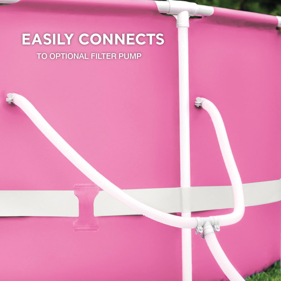 INTEX Round Metal Frame 8ft x 30in Above Ground Swimming Pool, Pink