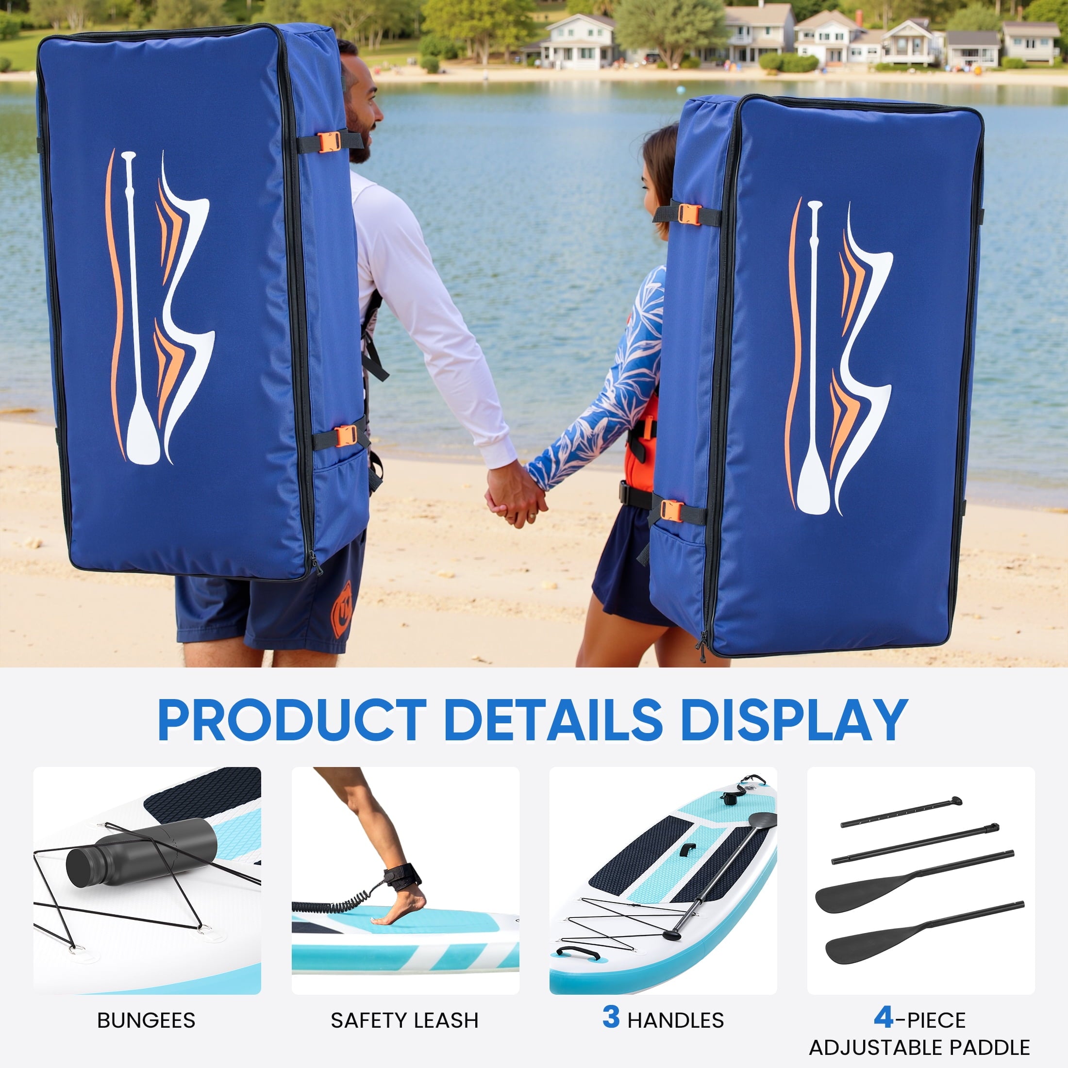 ZUNMOS 10.5ft Inflatable Stand Up Paddle Board, Non-Slip Deck, Complete SUP Accessories Set for All Skill Levels, Brown and Green