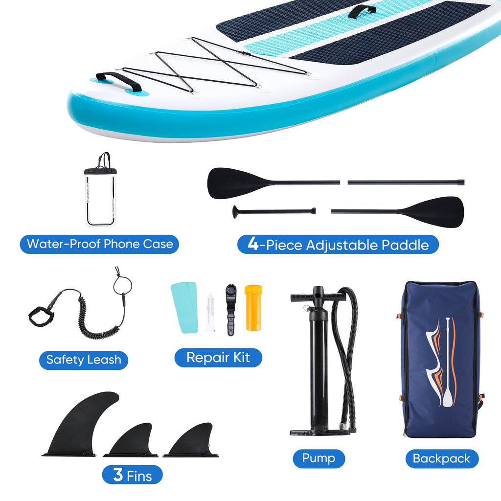 ZUNMOS 10.5ft Inflatable Stand Up Paddle Board, Non-Slip Deck, Complete SUP Accessories Set for All Skill Levels, Brown and Green