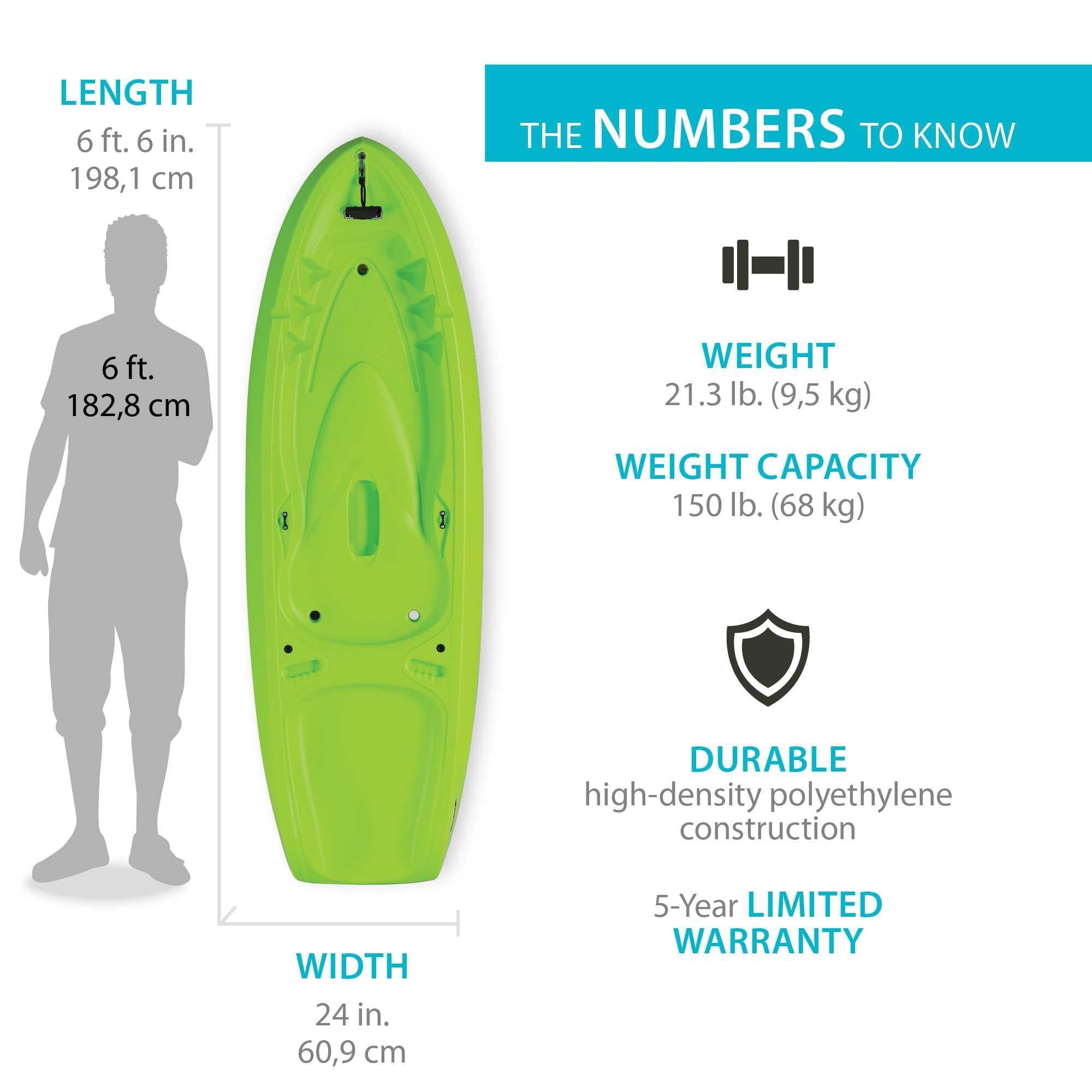 Lifetime Recruit 6.5 ft Youth Sit-On-Top Kayak with Paddle, Lime Green (90765)