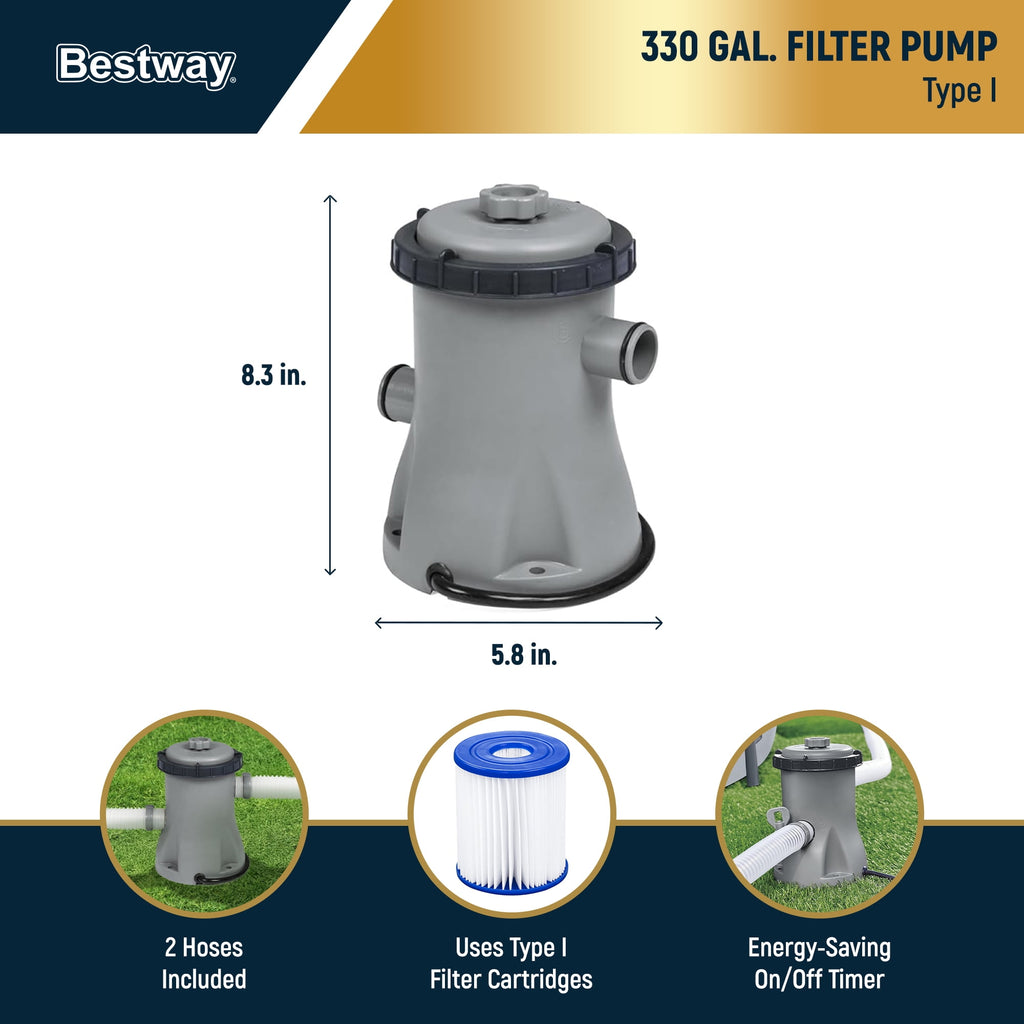 Bestway Steel Pro MAX 10'x30\ Metal Frame Above Ground Pool Set w/ Filter Pump & Cartridge