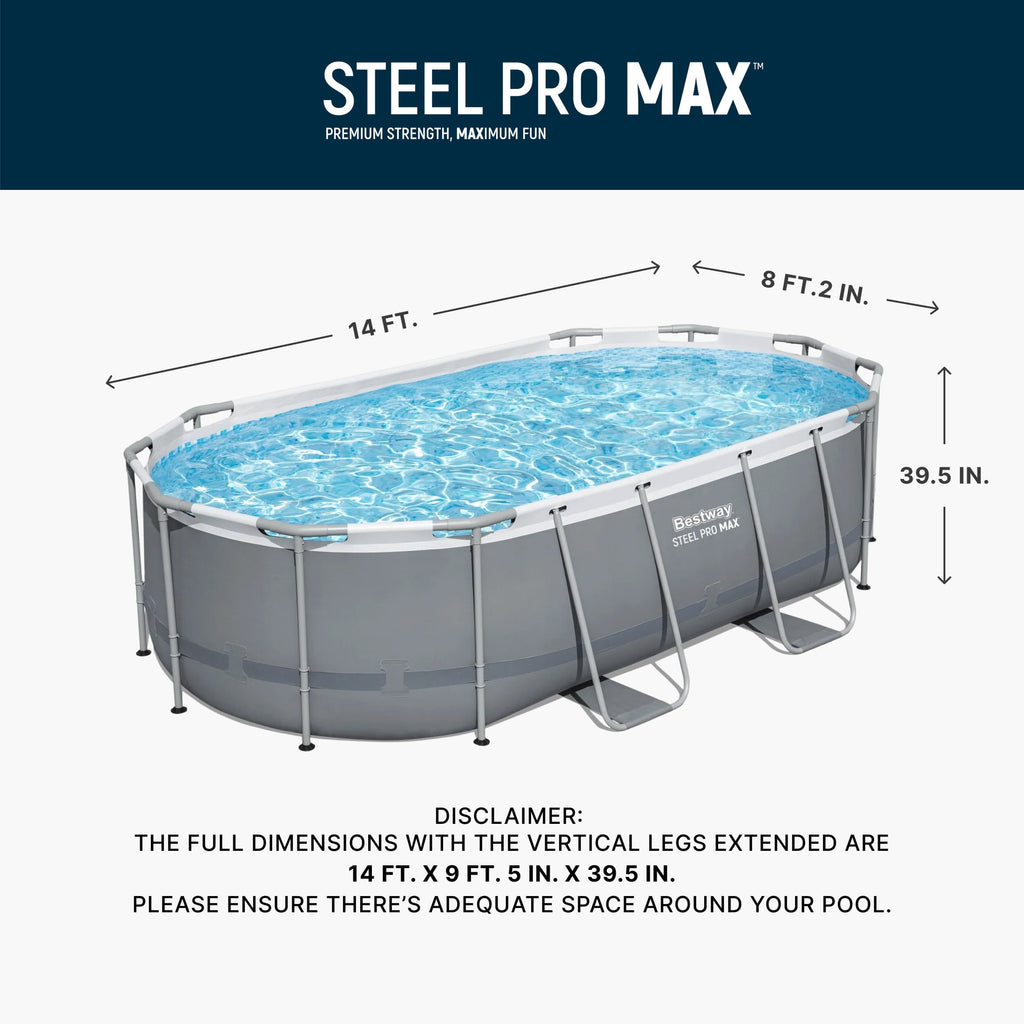 Bestway Steel Pro MAX 10 ft x 6 ft 7 In x 33 in, Oval Above Ground Pool Set, Outdoor Frame Swimming Pool