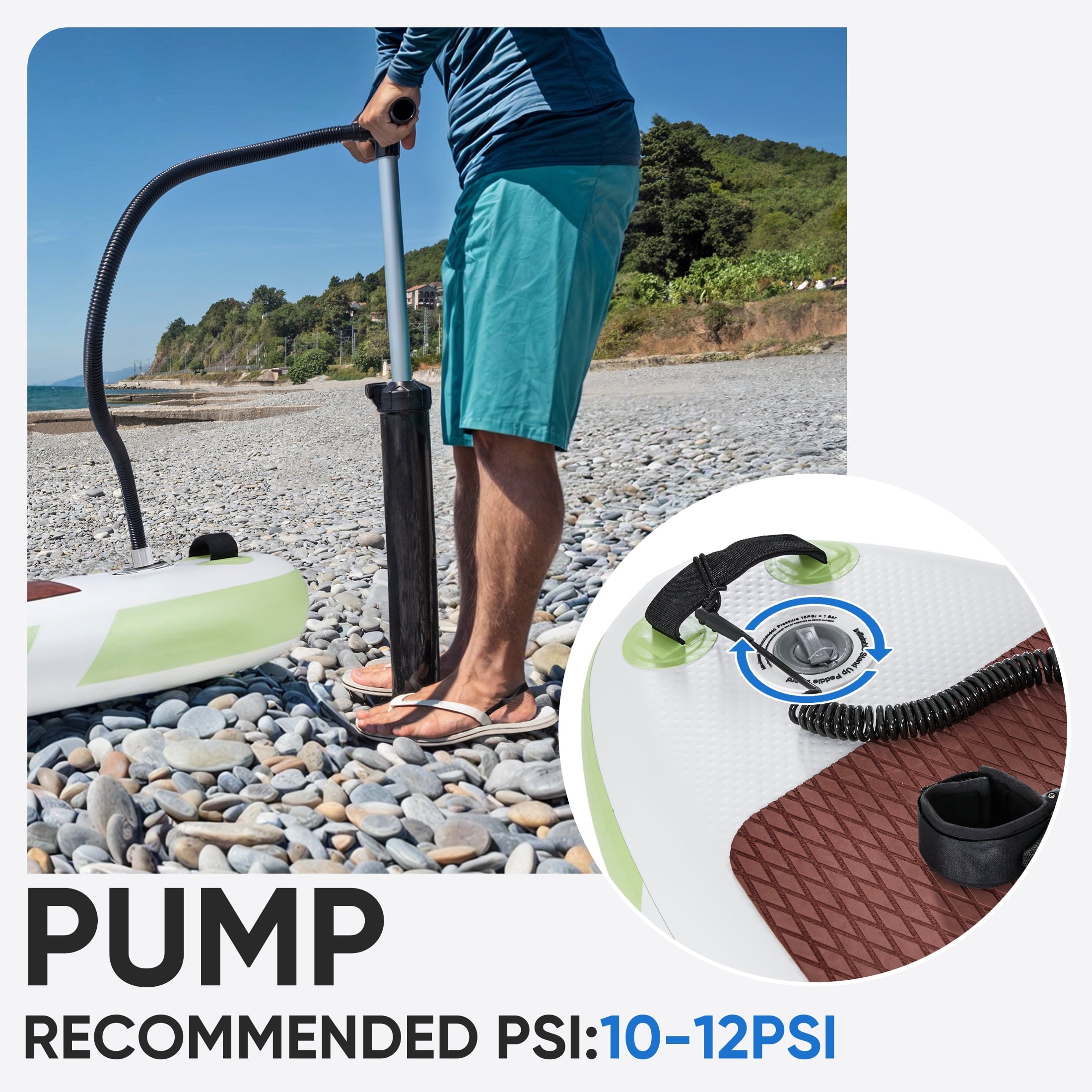 ZUNMOS 10.5ft Inflatable Stand Up Paddle Board, Non-Slip Deck, Complete SUP Accessories Set for All Skill Levels, Brown and Green
