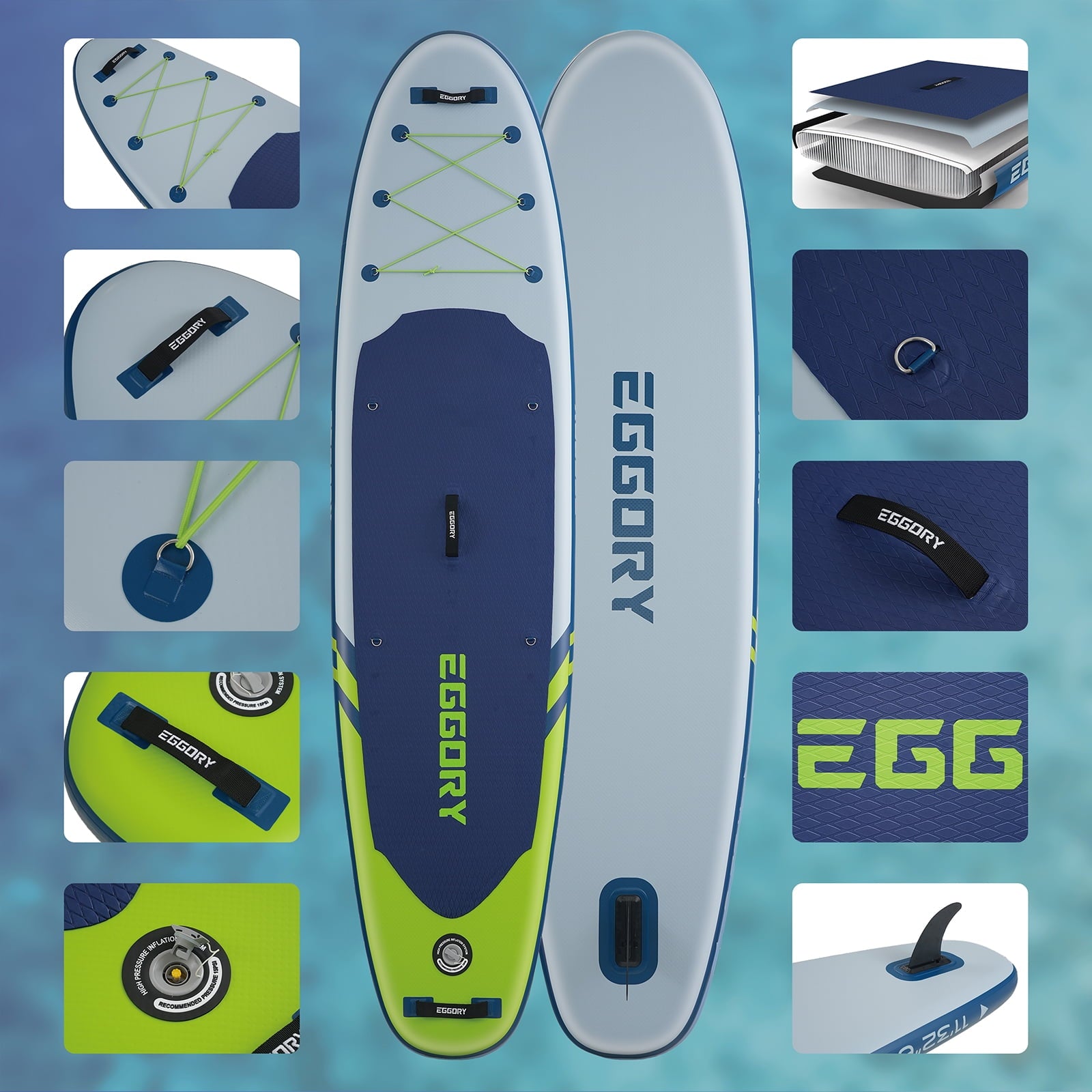 EGGORY 11ft Inflatable Paddle Board Ultra-Light Stand Up Paddle boards for all people with Premium SUP Accessories