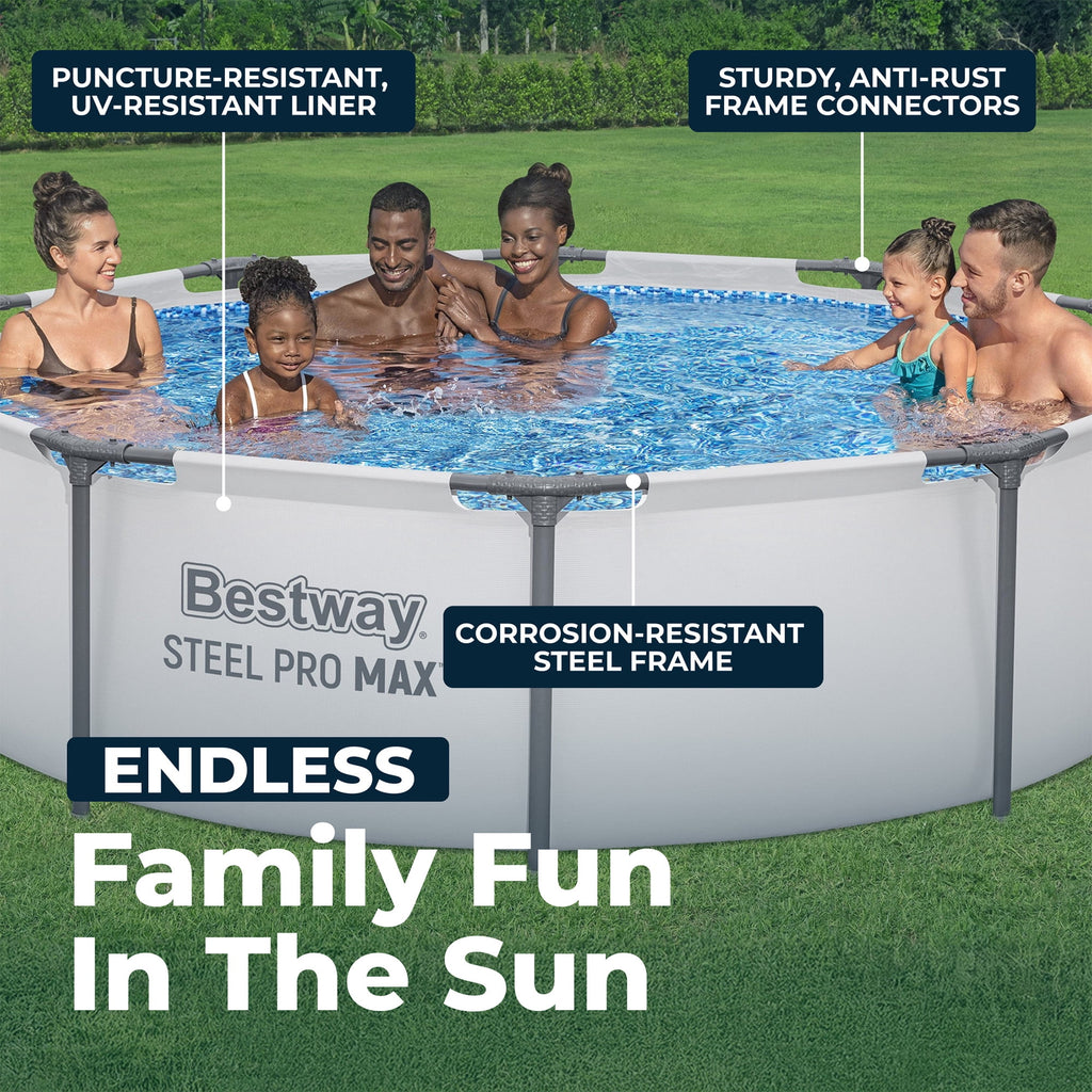 Bestway Steel Pro MAX 10'x30\ Metal Frame Above Ground Pool Set w/ Filter Pump & Cartridge