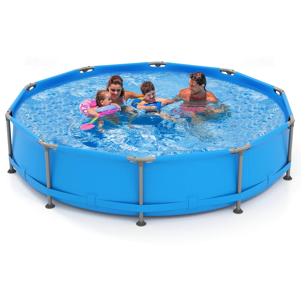 Costway 1617 Gal Outdoor Family Swimming Pool with Metal Frame Multi-layer PVC Fabric