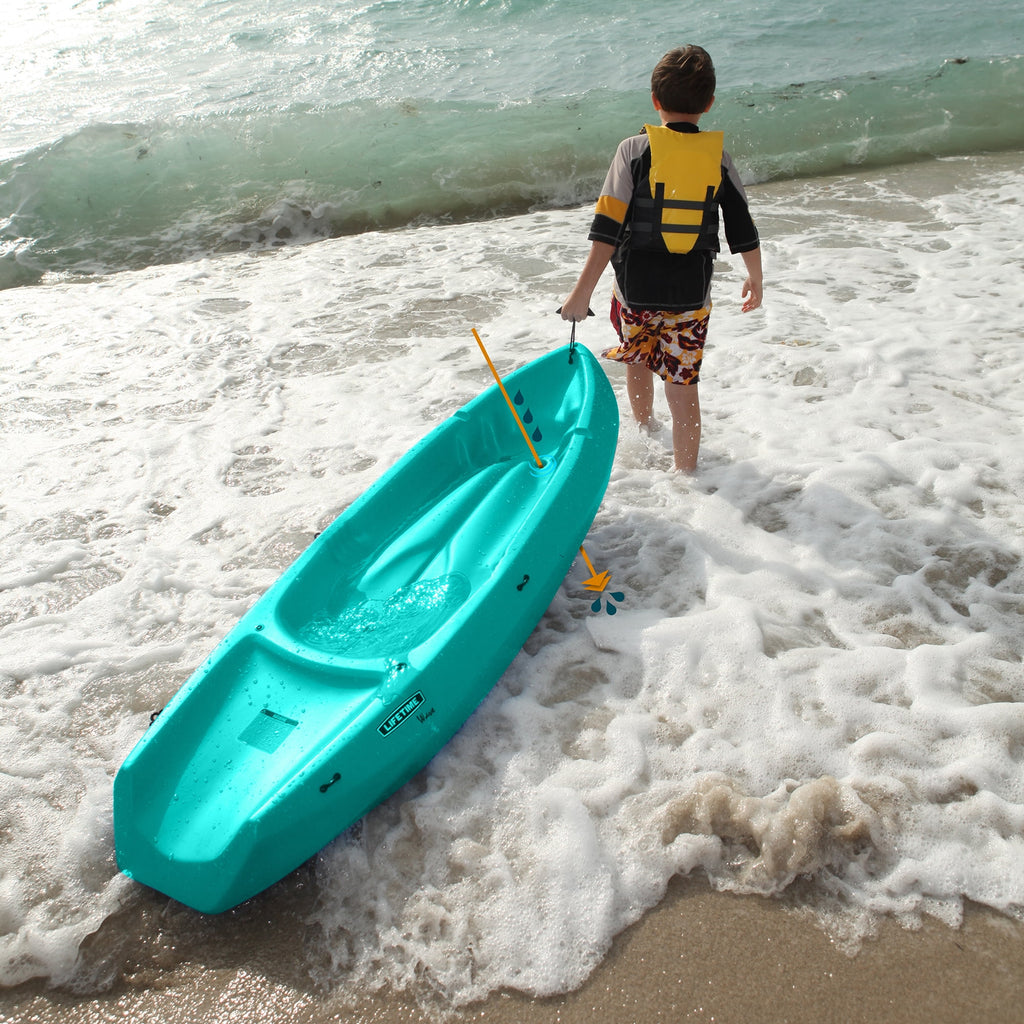 Lifetime Wave 6 ft Youth Sit-On-Top Kayak with Paddle, Fire Red (91401)
