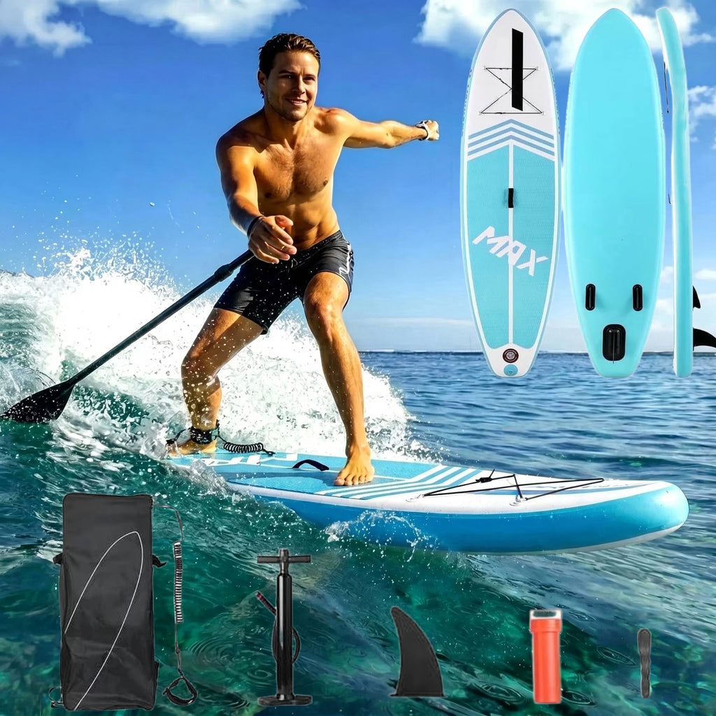 Naipo 10 in Inflatable Stand up Paddle Board 6 in Thick  SUP Paddle Board with Paddleboard Accessories Triple Action Pump Fishing Green