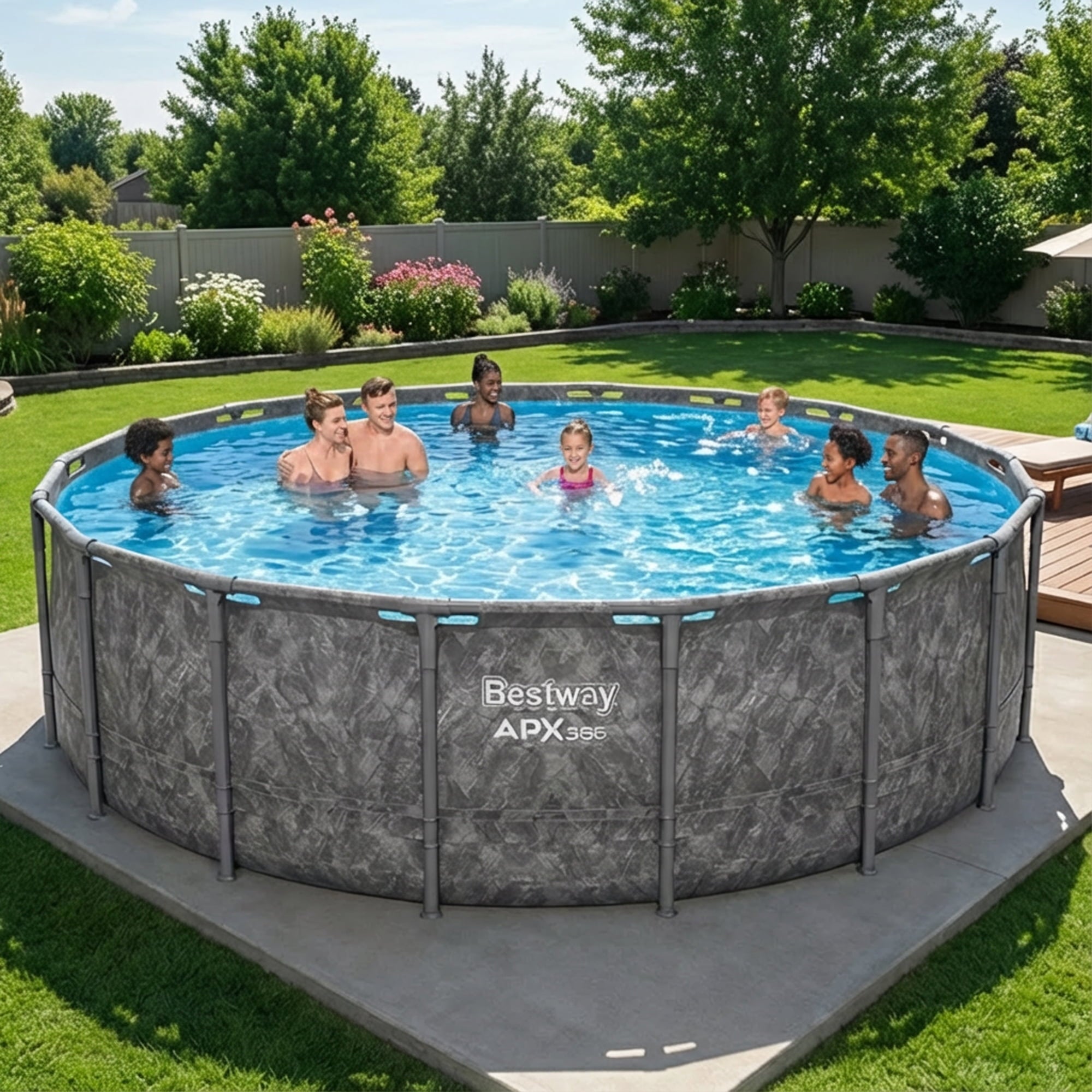 Bestway APX 365 18'x52 Metal Frame Above Ground Pool w/ Sand Filter Pump, Ladder & Cover