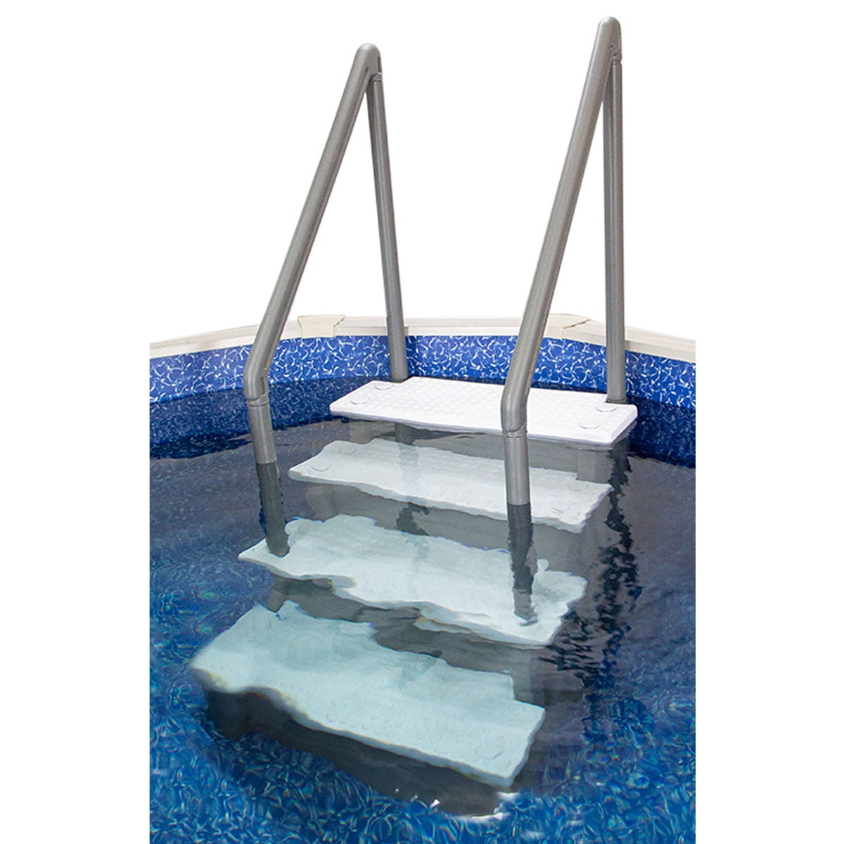 Aqua Select White Outside Flip-up Safety Ladder for Above Ground Pools 48-54H