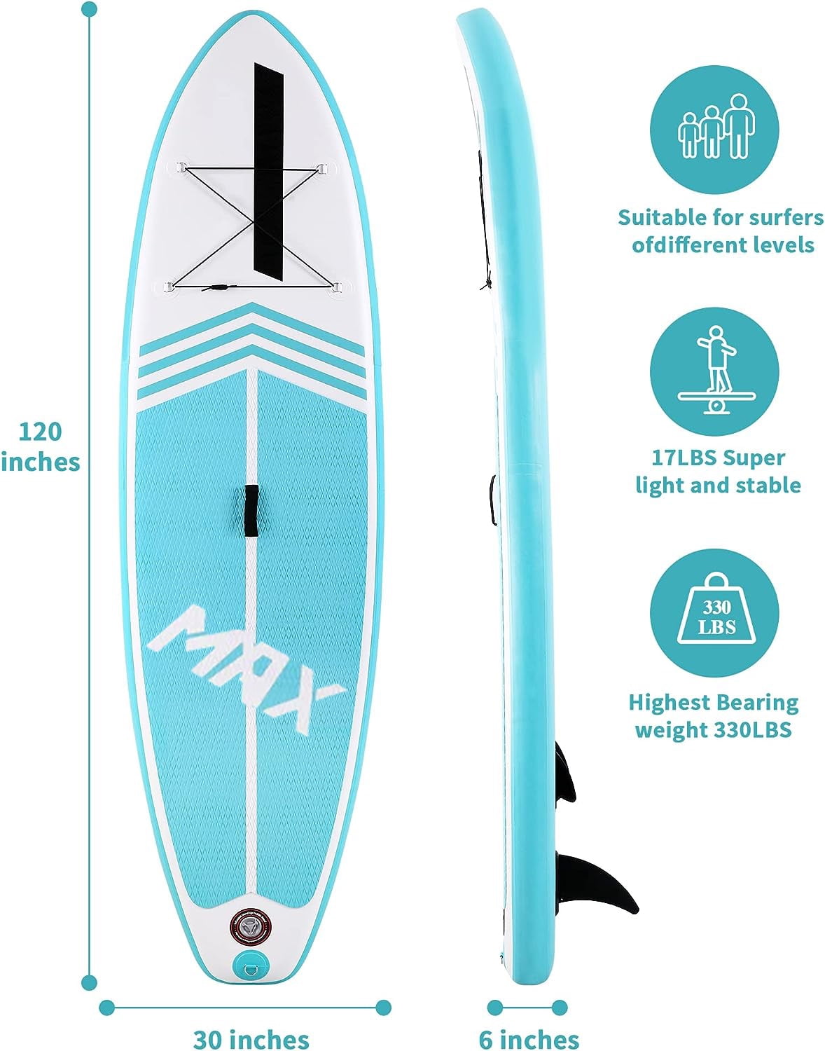 Naipo 10 in Inflatable Stand up Paddle Board 6 in Thick  SUP Paddle Board with Paddleboard Accessories Triple Action Pump Fishing Green
