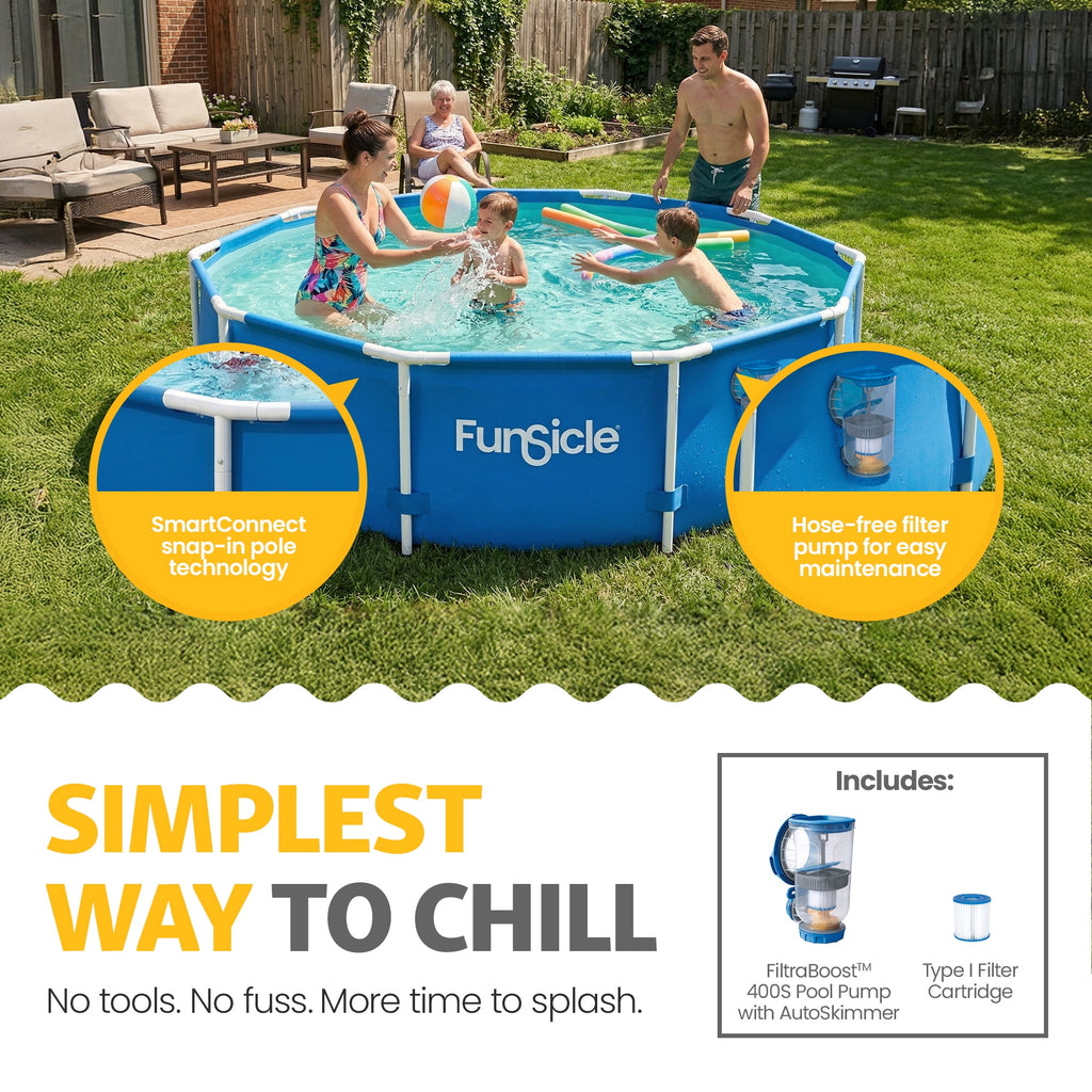 Funsicle 8' x 30 Outdoor Activity Round Frame Above Ground Swimming Pool Set
