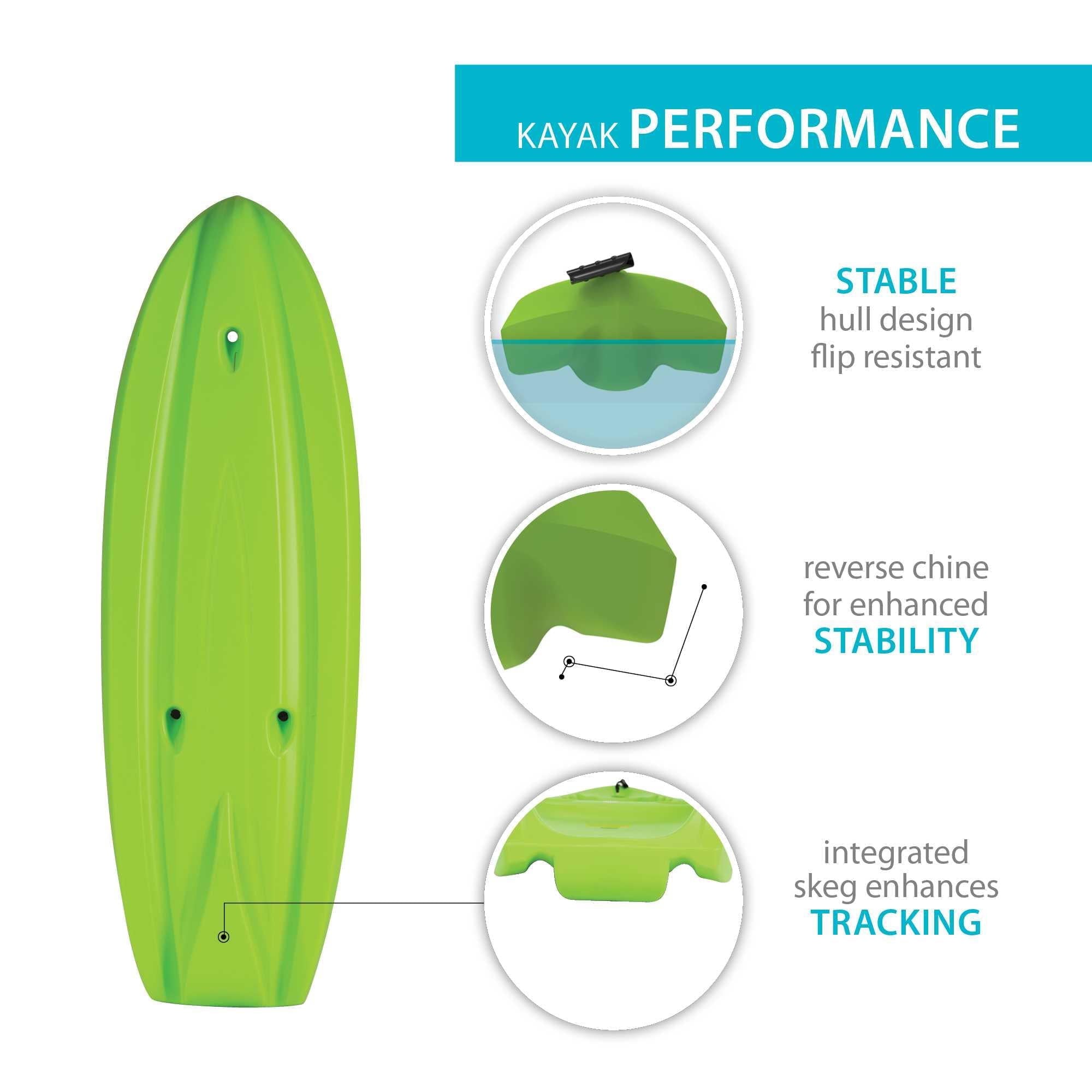 Lifetime Recruit 6.5 ft Youth Sit-On-Top Kayak with Paddle, Lime Green (90765)