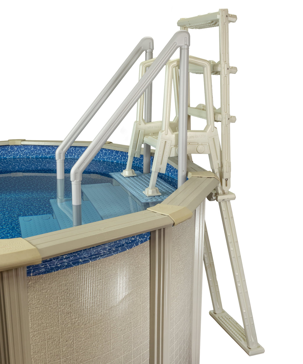 Aqua Select White Outside Flip-up Safety Ladder for Above Ground Pools 48-54H